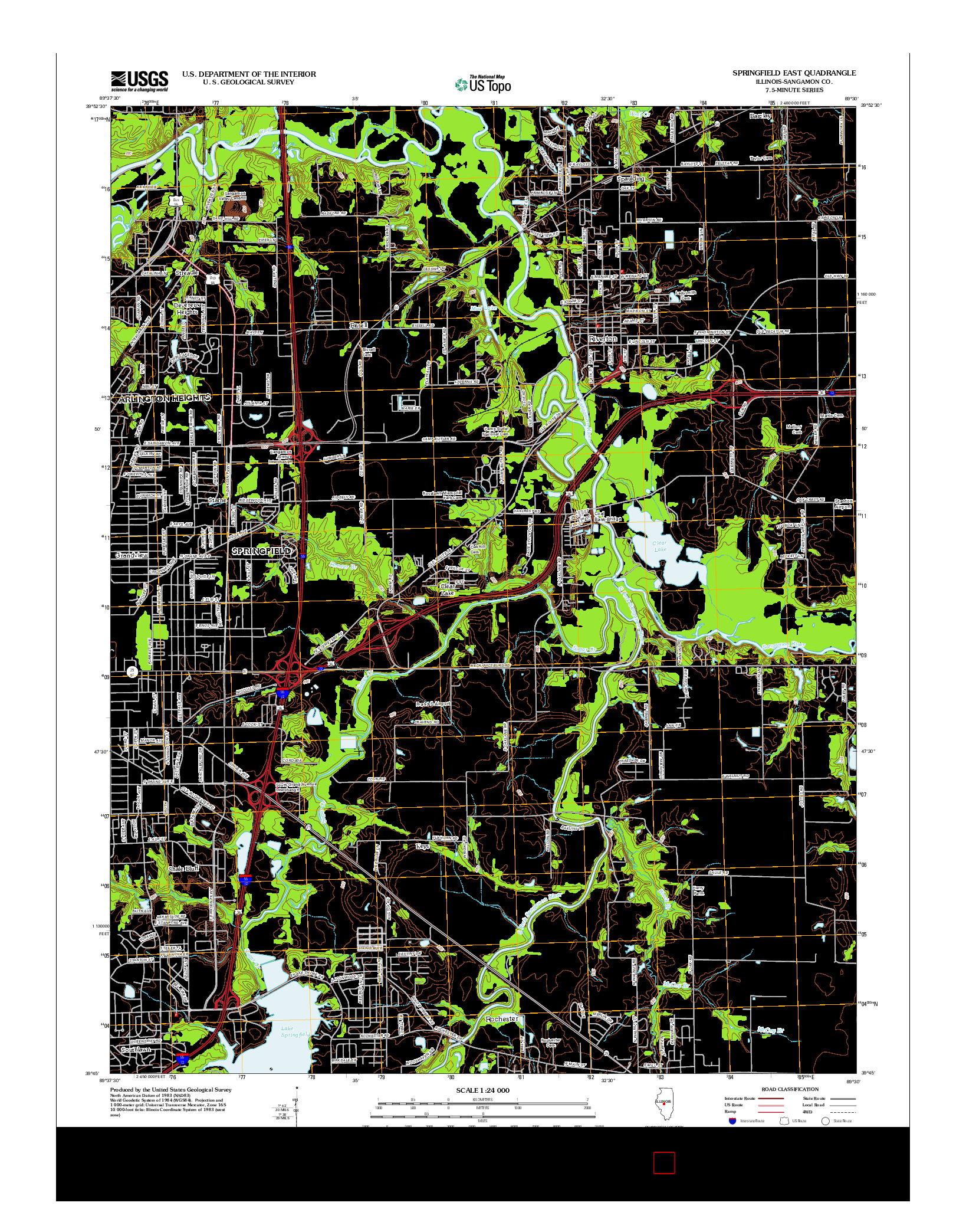 USGS US TOPO 7.5-MINUTE MAP FOR SPRINGFIELD EAST, IL 2012