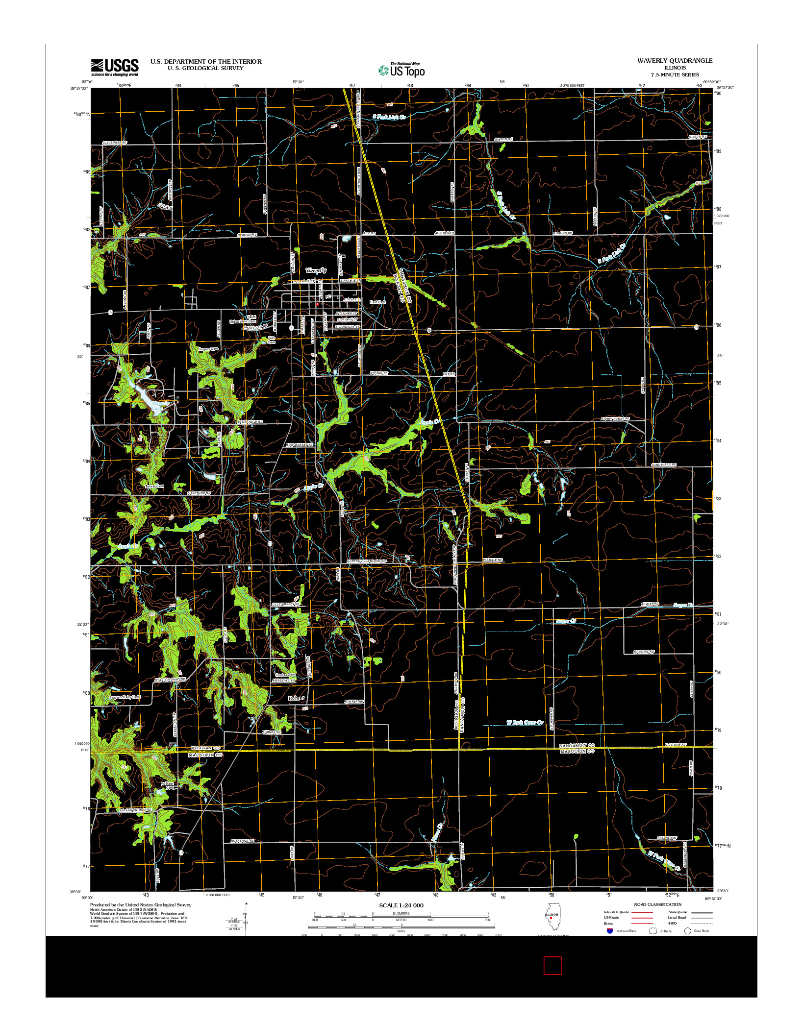 USGS US TOPO 7.5-MINUTE MAP FOR WAVERLY, IL 2012