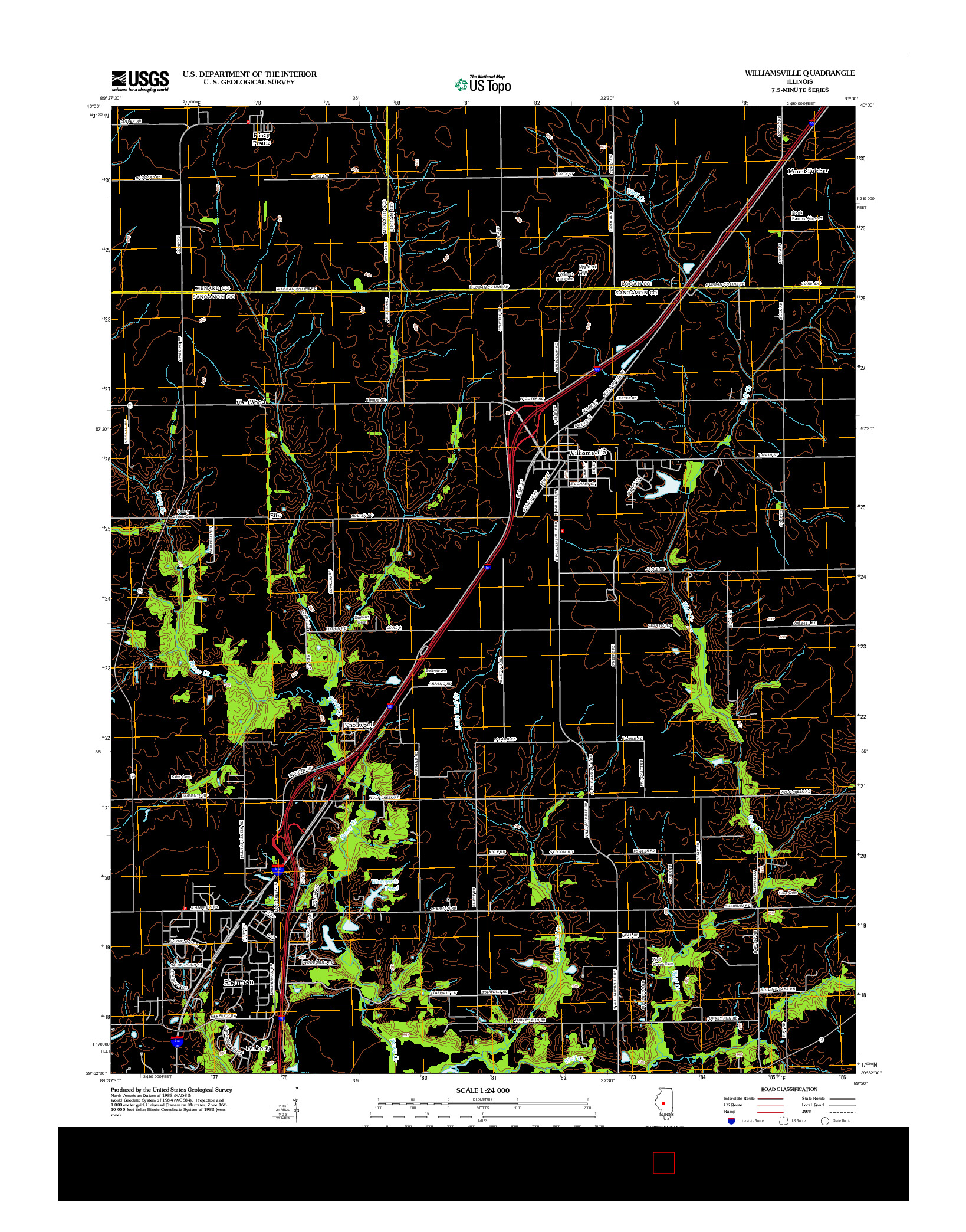 USGS US TOPO 7.5-MINUTE MAP FOR WILLIAMSVILLE, IL 2012