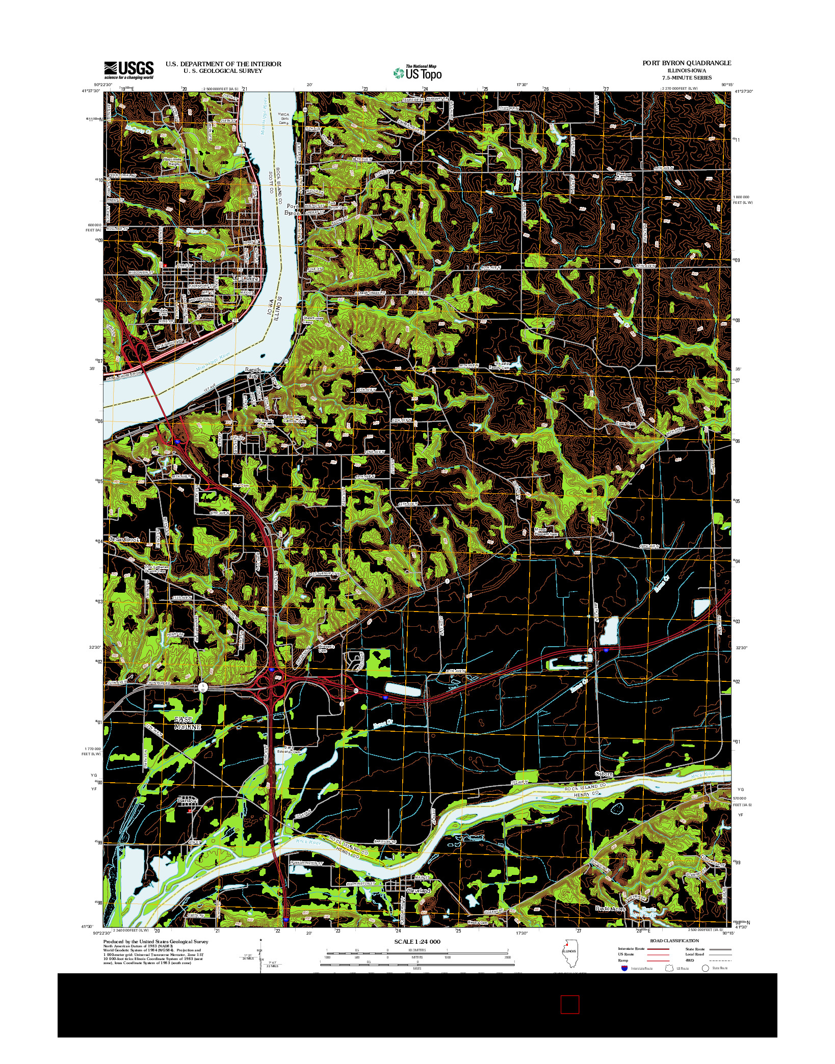 USGS US TOPO 7.5-MINUTE MAP FOR PORT BYRON, IL-IA 2012