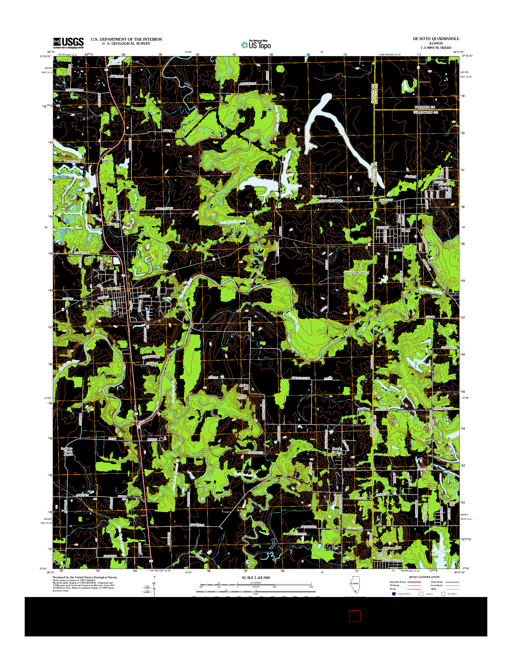 USGS US TOPO 7.5-MINUTE MAP FOR DE SOTO, IL 2012