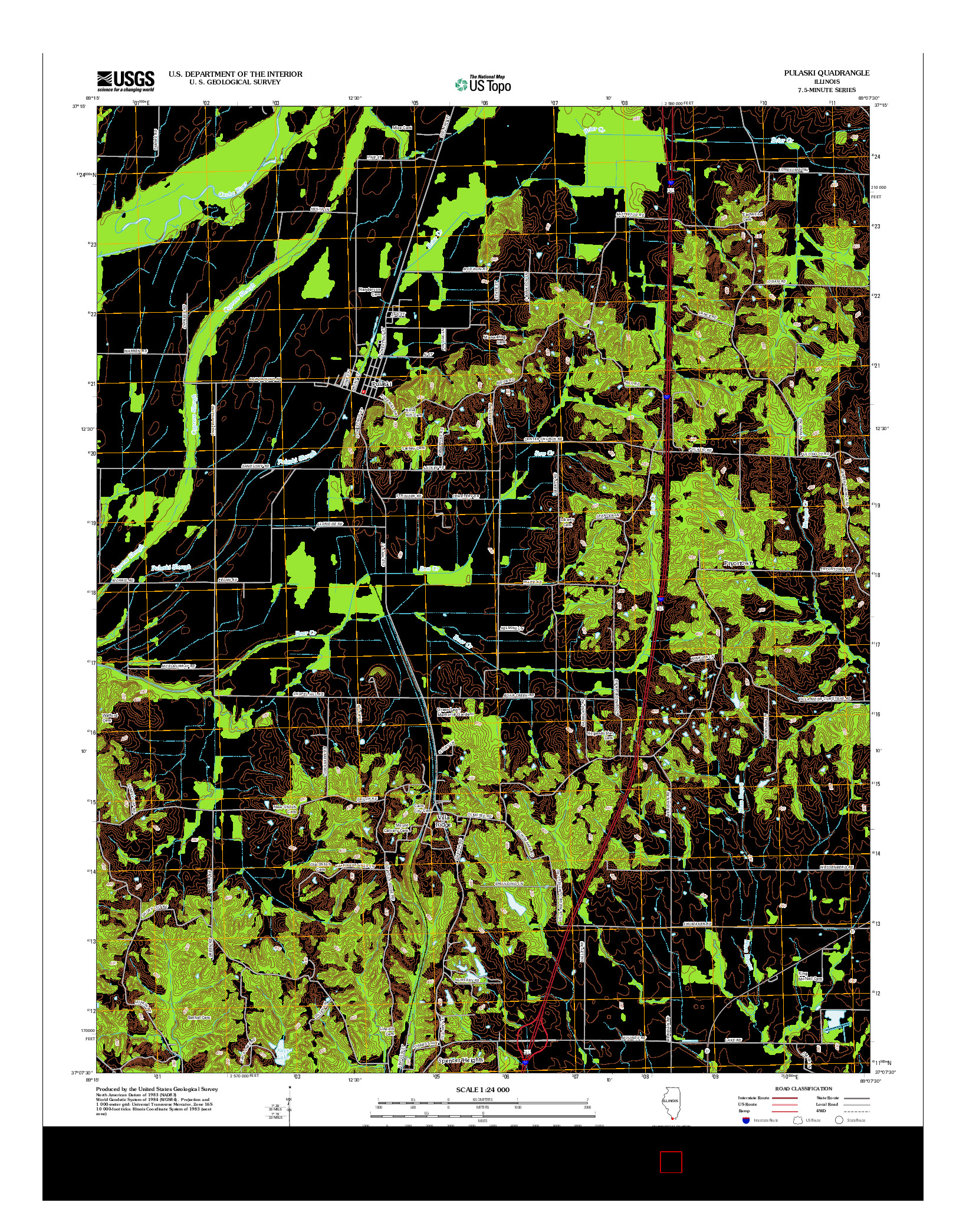 USGS US TOPO 7.5-MINUTE MAP FOR PULASKI, IL 2012