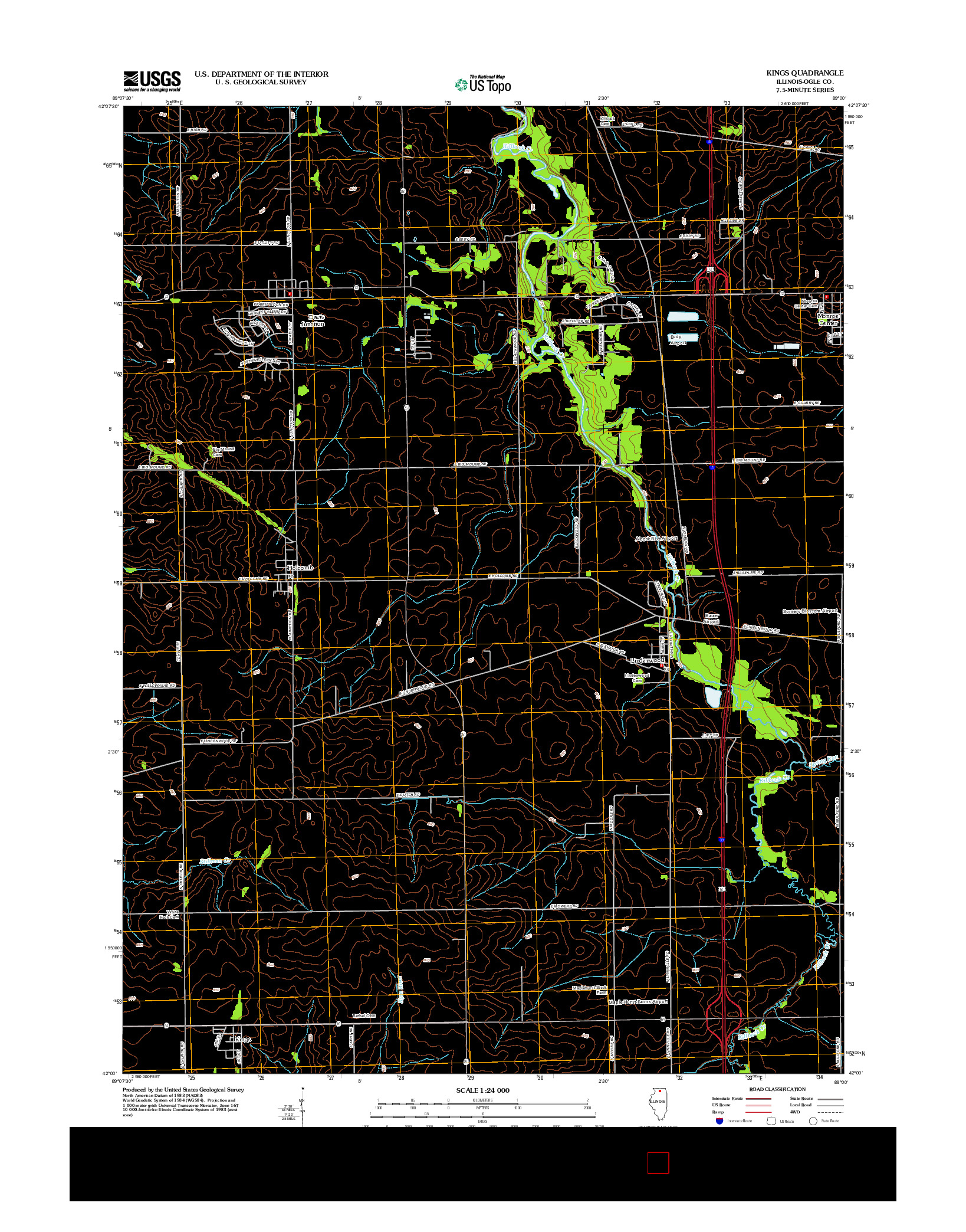 USGS US TOPO 7.5-MINUTE MAP FOR KINGS, IL 2012