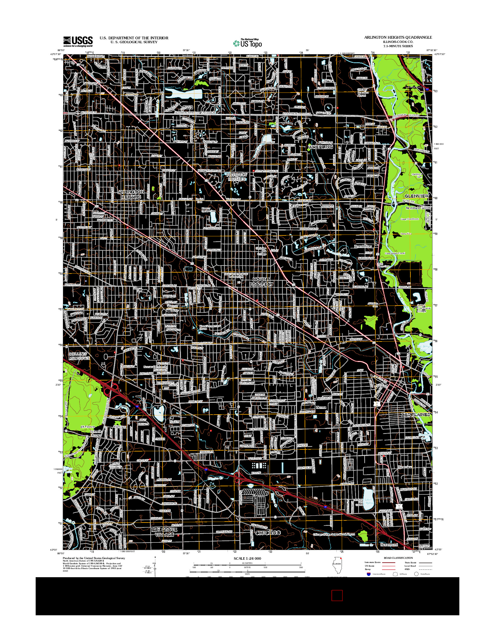 USGS US TOPO 7.5-MINUTE MAP FOR ARLINGTON HEIGHTS, IL 2012