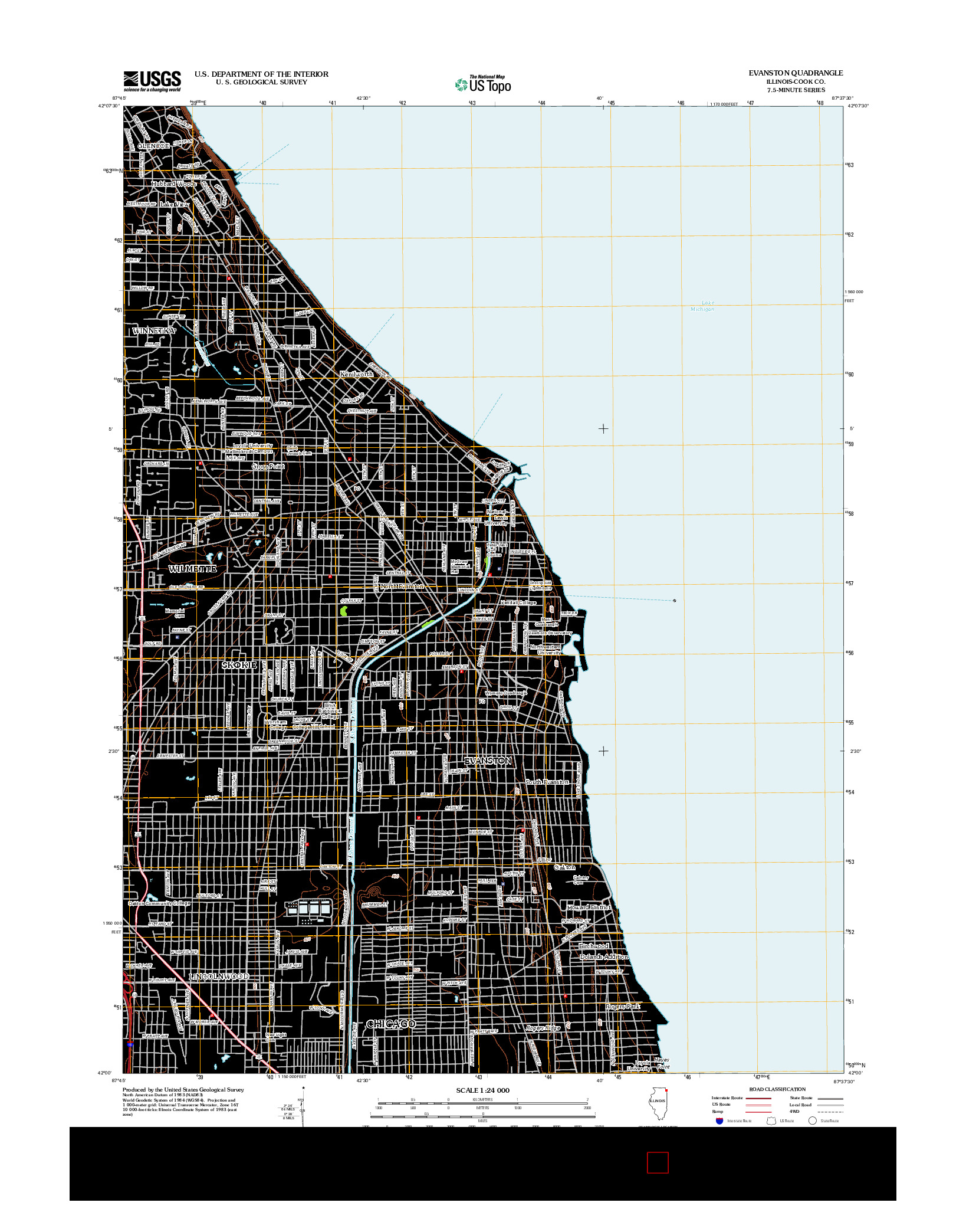 USGS US TOPO 7.5-MINUTE MAP FOR EVANSTON, IL 2012