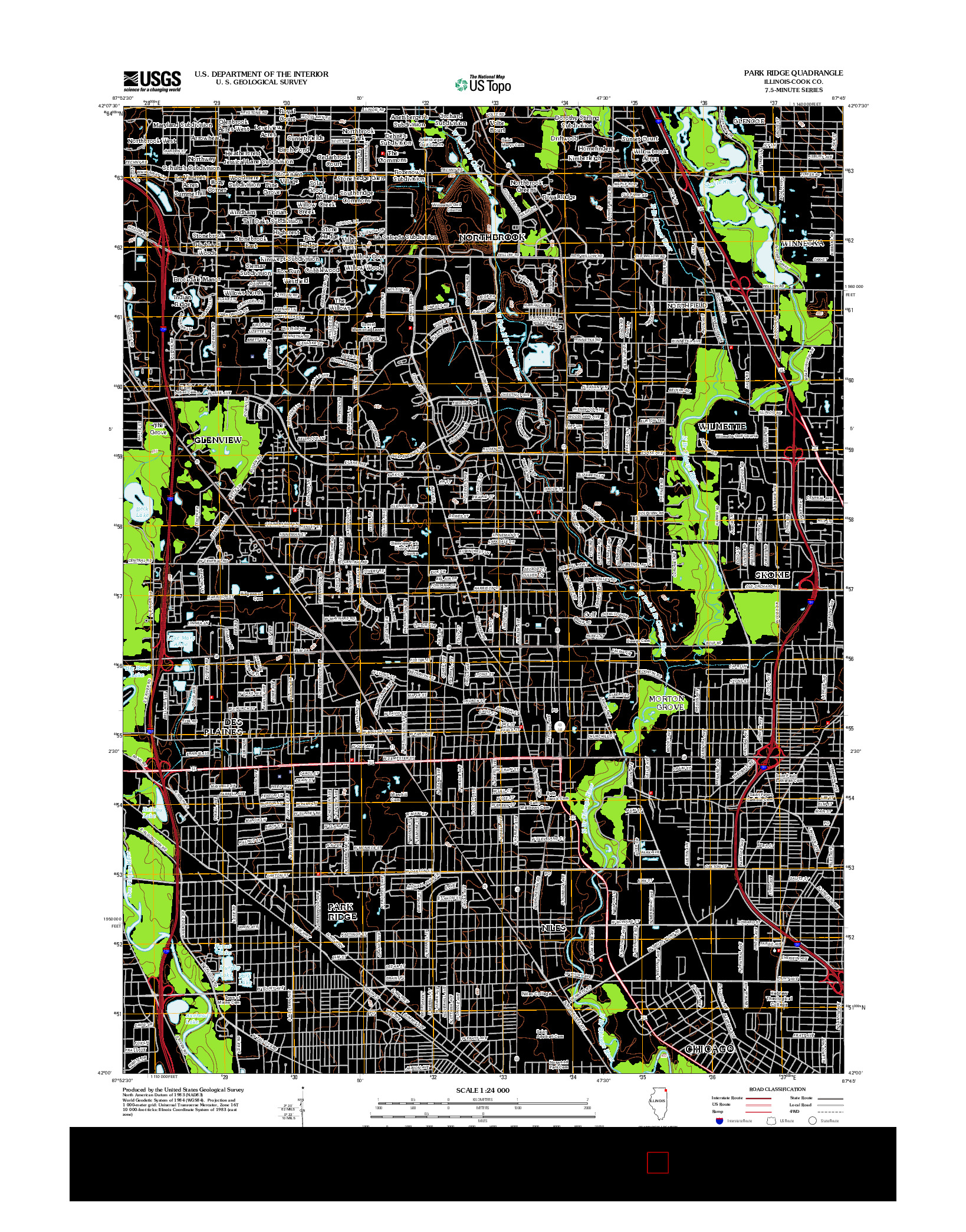 USGS US TOPO 7.5-MINUTE MAP FOR PARK RIDGE, IL 2012