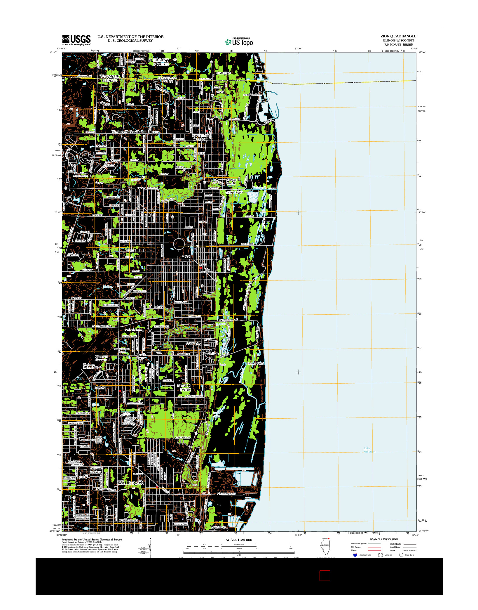 USGS US TOPO 7.5-MINUTE MAP FOR ZION, IL-WI 2012