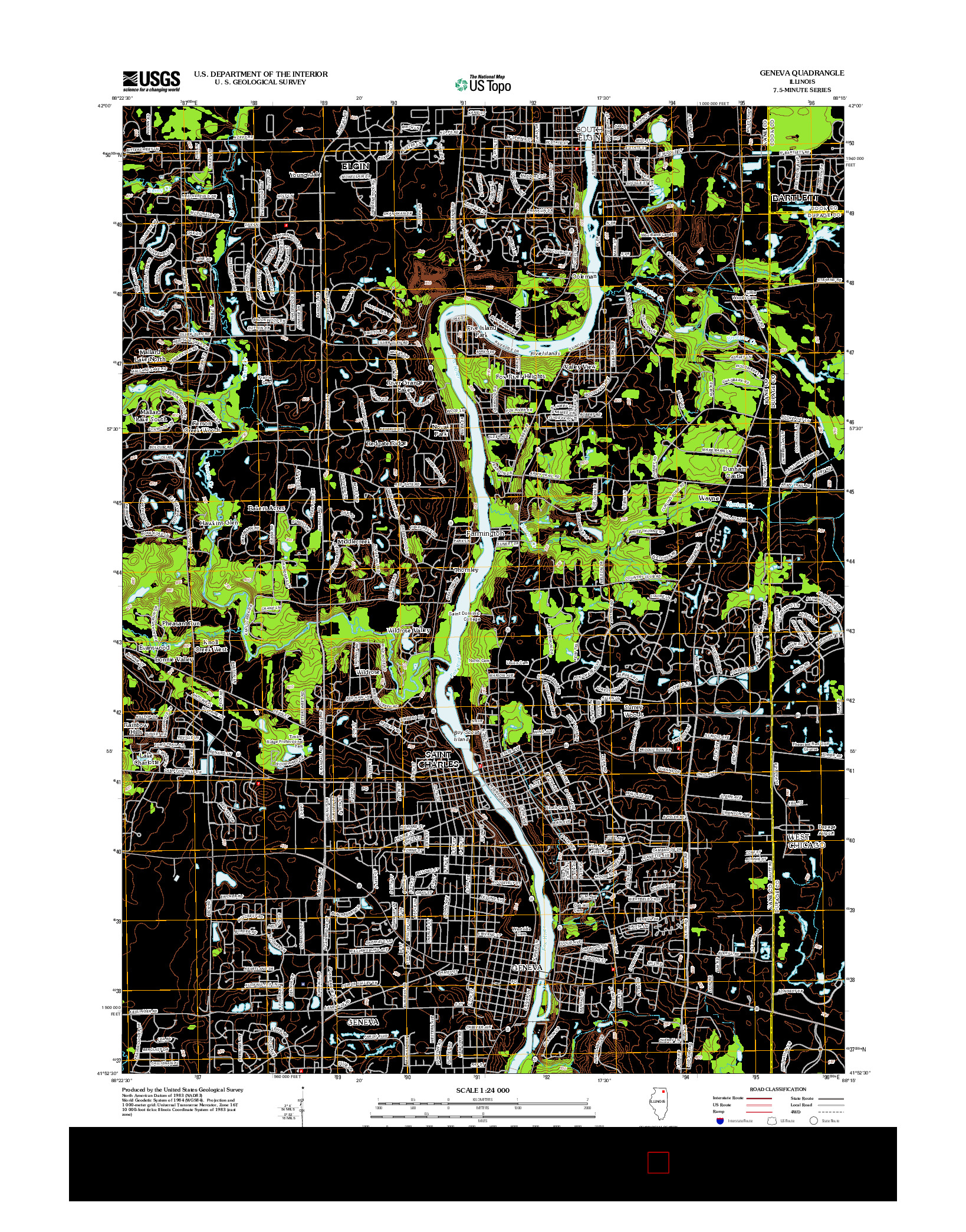 USGS US TOPO 7.5-MINUTE MAP FOR GENEVA, IL 2012