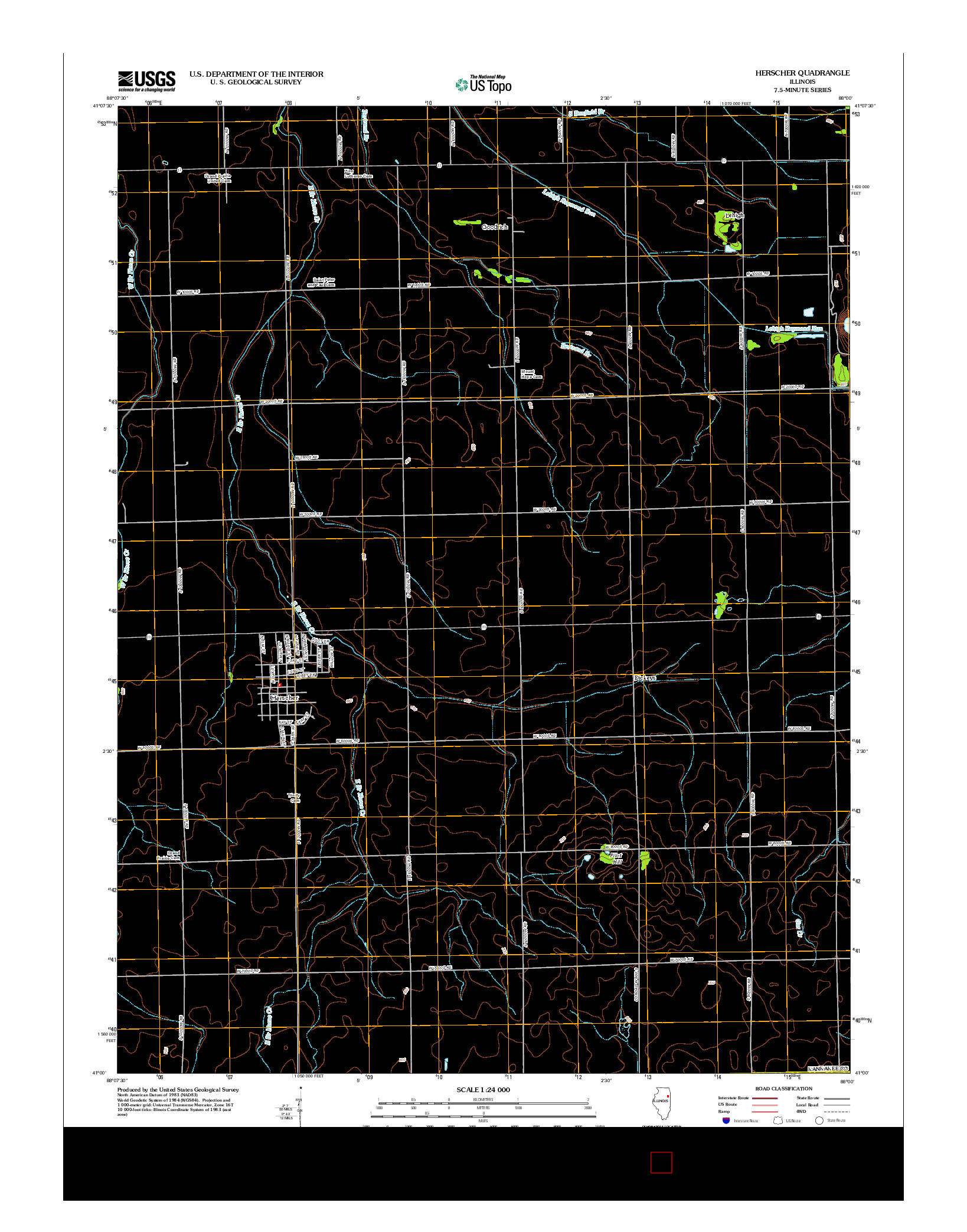 USGS US TOPO 7.5-MINUTE MAP FOR HERSCHER, IL 2012