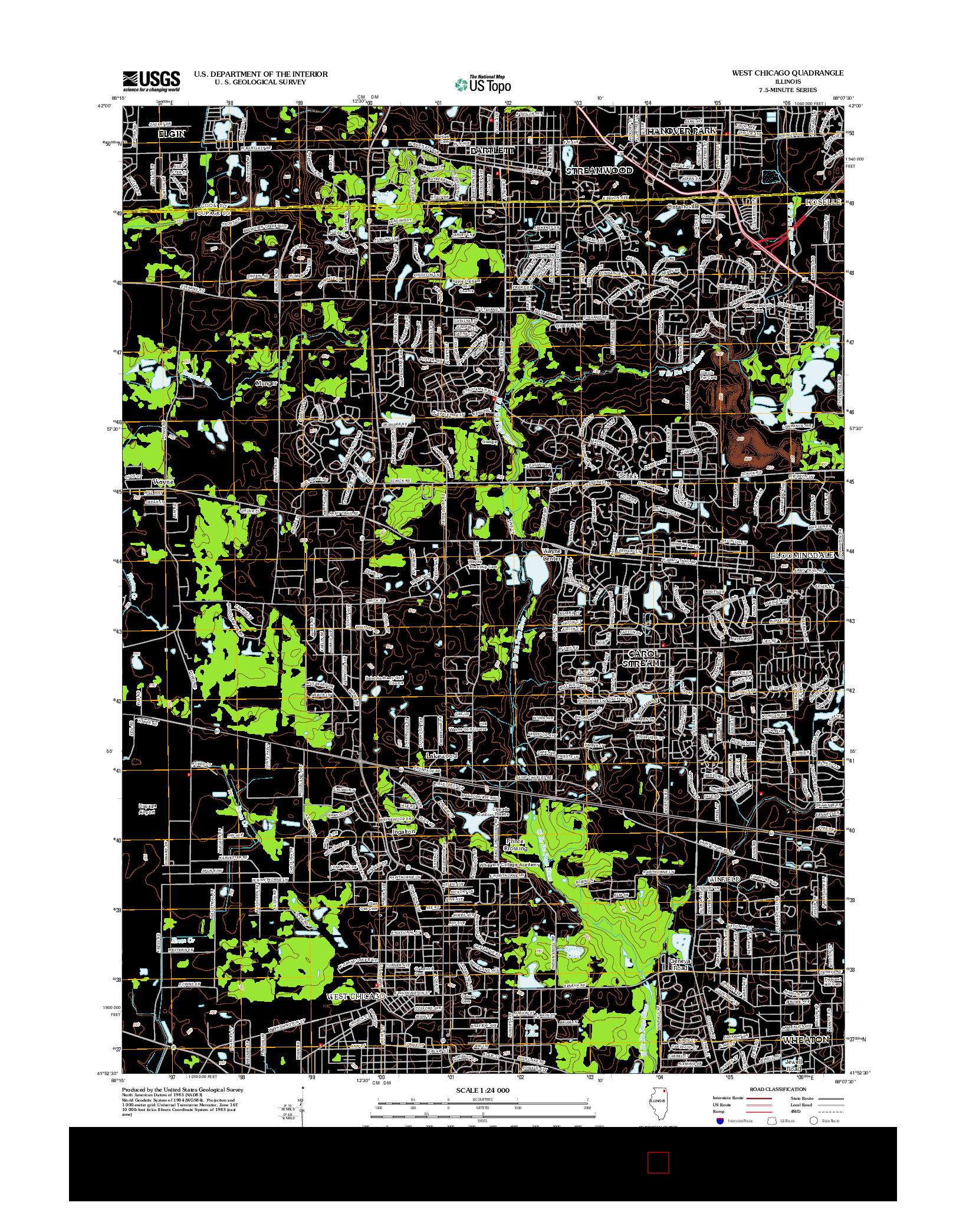 USGS US TOPO 7.5-MINUTE MAP FOR WEST CHICAGO, IL 2012