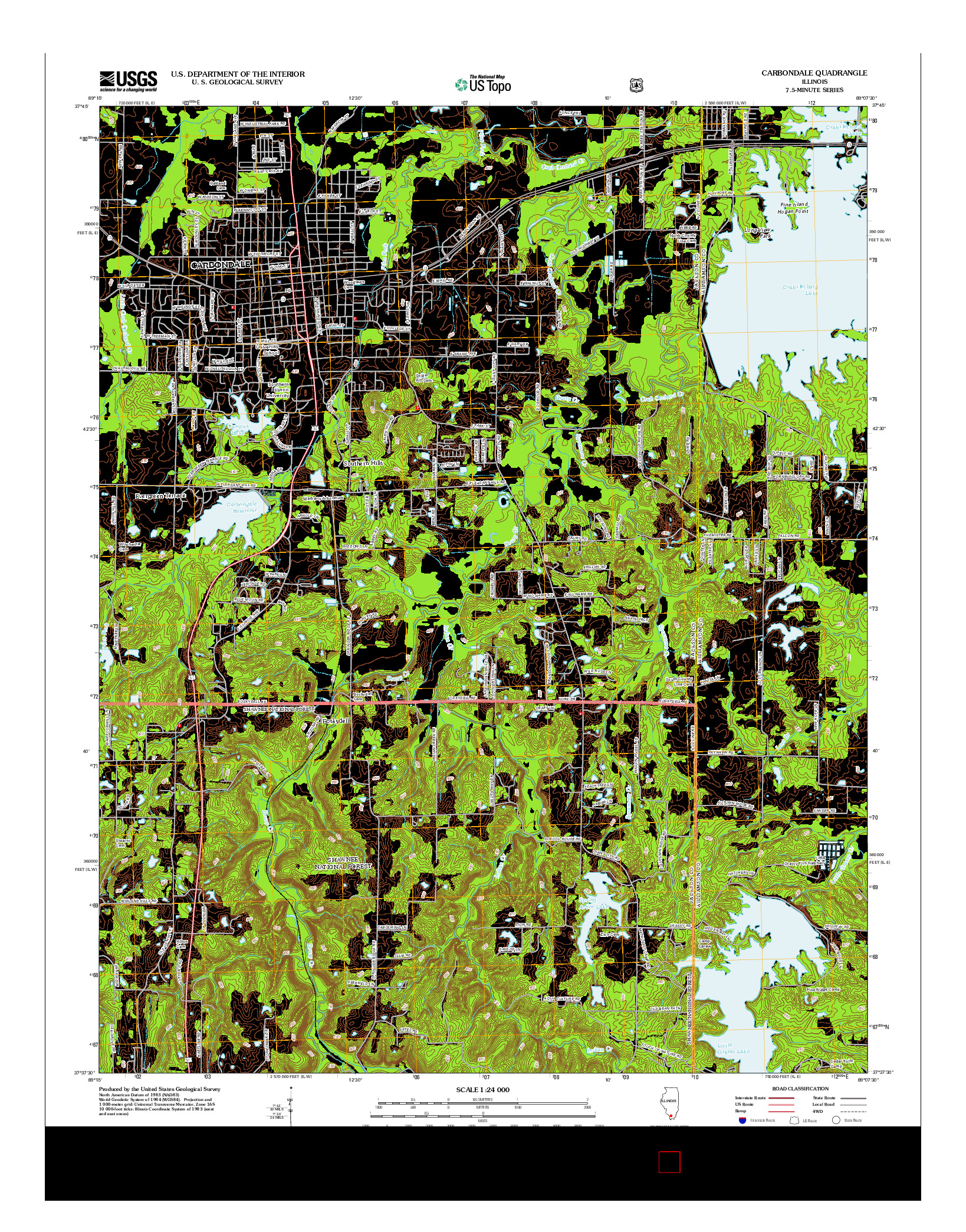 USGS US TOPO 7.5-MINUTE MAP FOR CARBONDALE, IL 2012