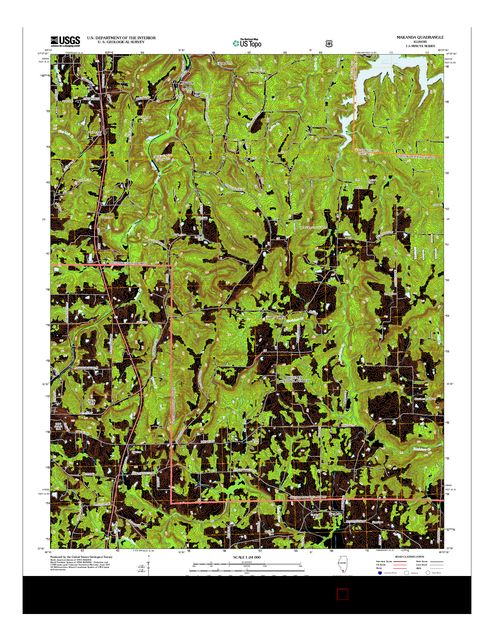 USGS US TOPO 7.5-MINUTE MAP FOR MAKANDA, IL 2012
