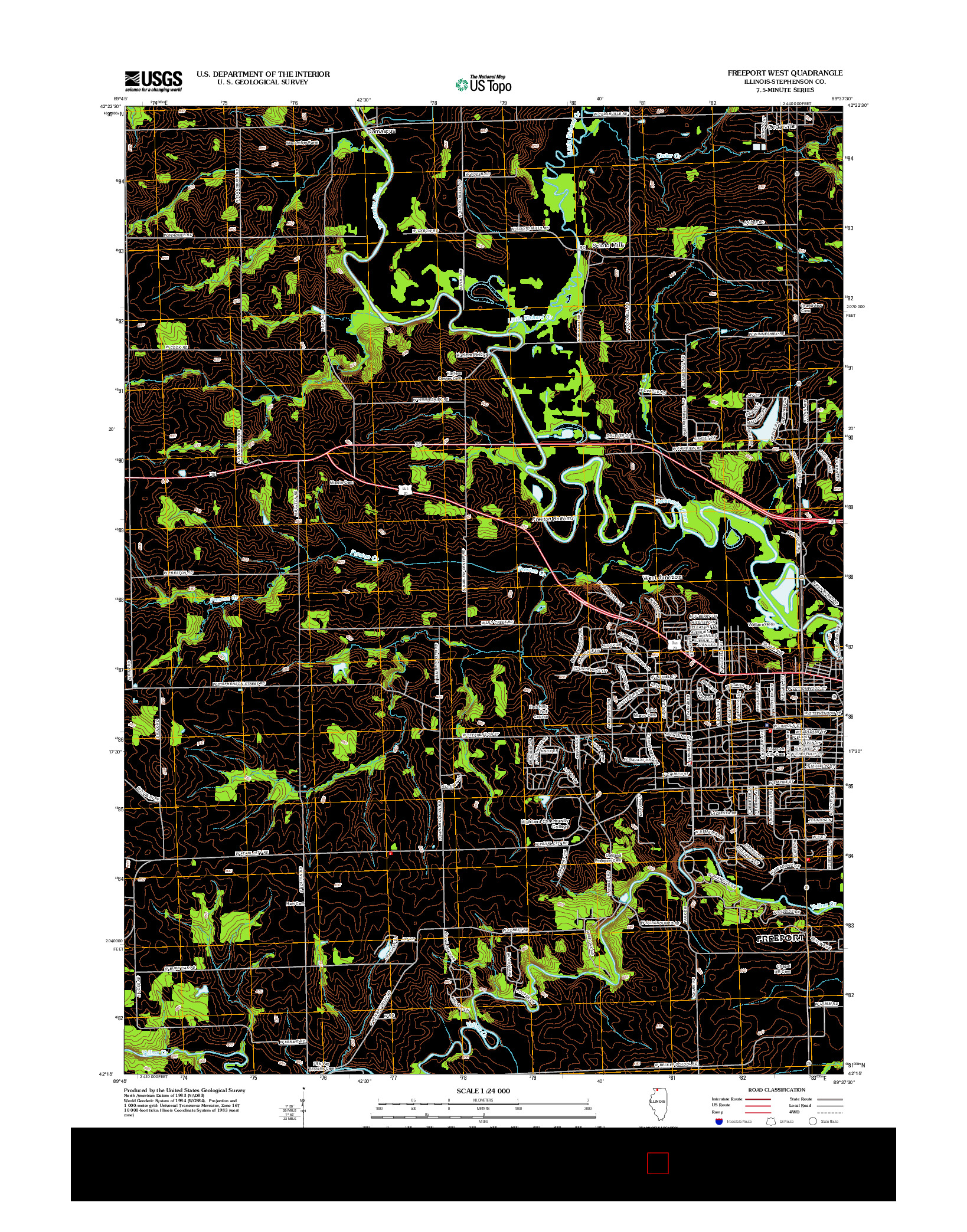 USGS US TOPO 7.5-MINUTE MAP FOR FREEPORT WEST, IL 2012