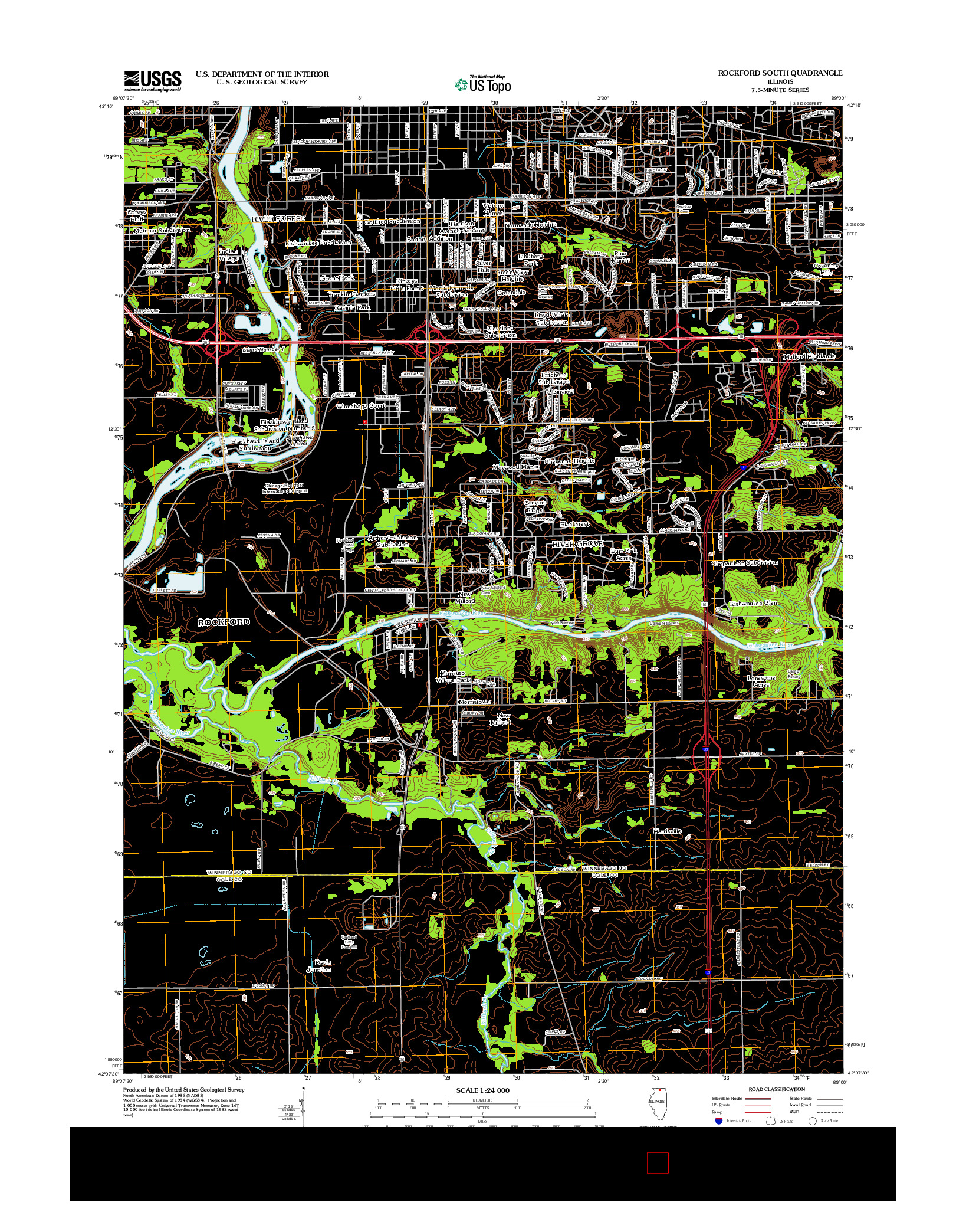 USGS US TOPO 7.5-MINUTE MAP FOR ROCKFORD SOUTH, IL 2012