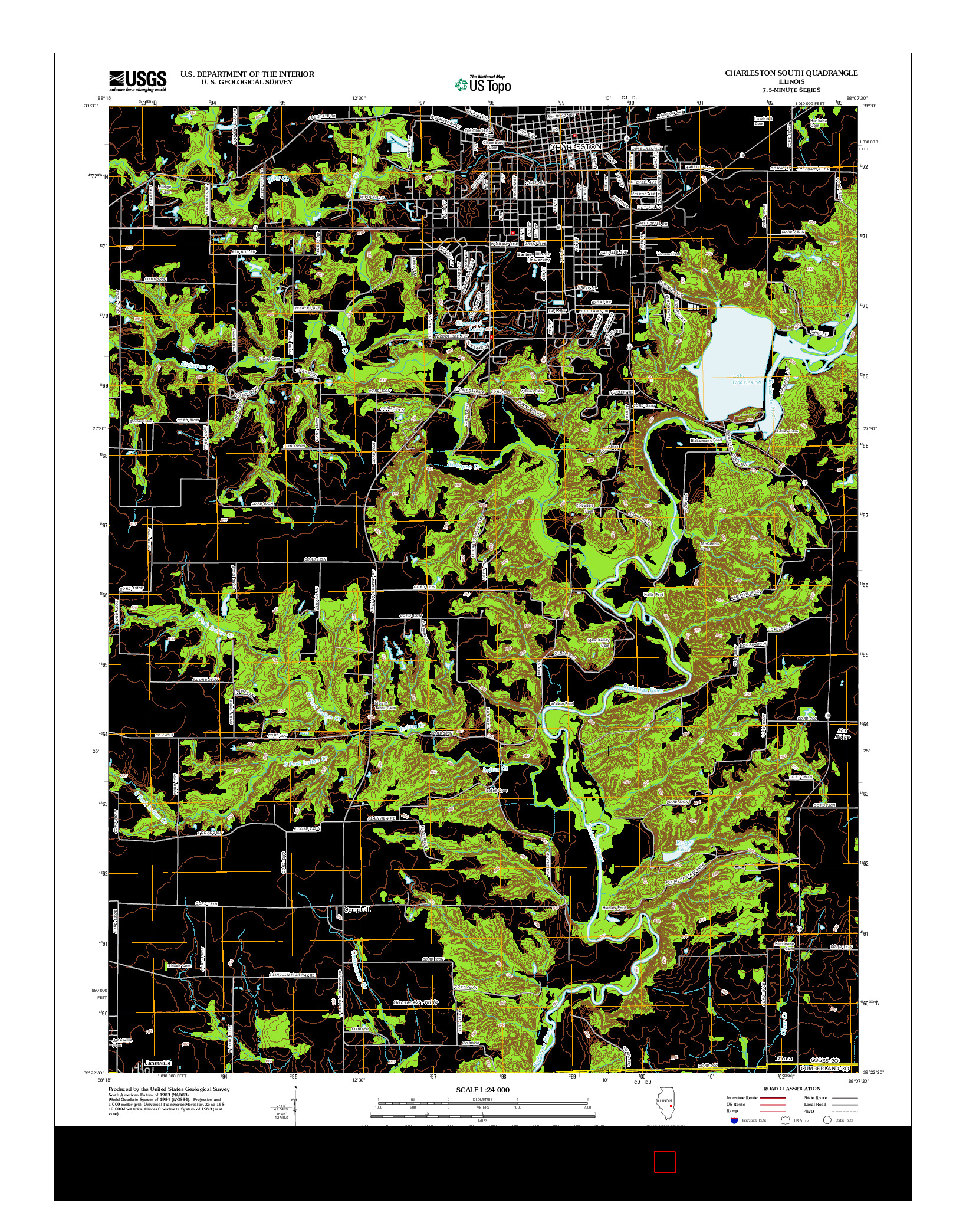 USGS US TOPO 7.5-MINUTE MAP FOR CHARLESTON SOUTH, IL 2012