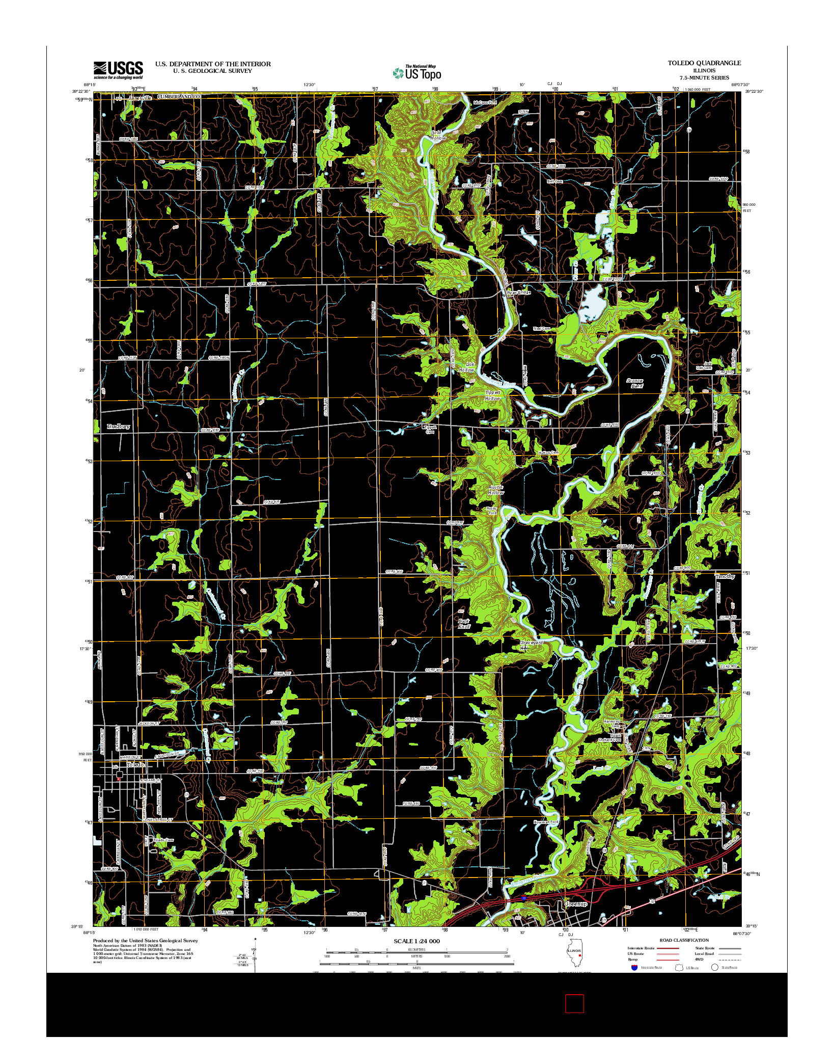 USGS US TOPO 7.5-MINUTE MAP FOR TOLEDO, IL 2012