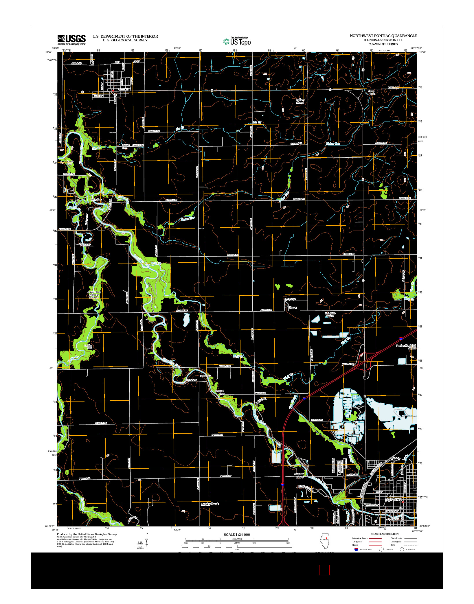 USGS US TOPO 7.5-MINUTE MAP FOR NORTHWEST PONTIAC, IL 2012