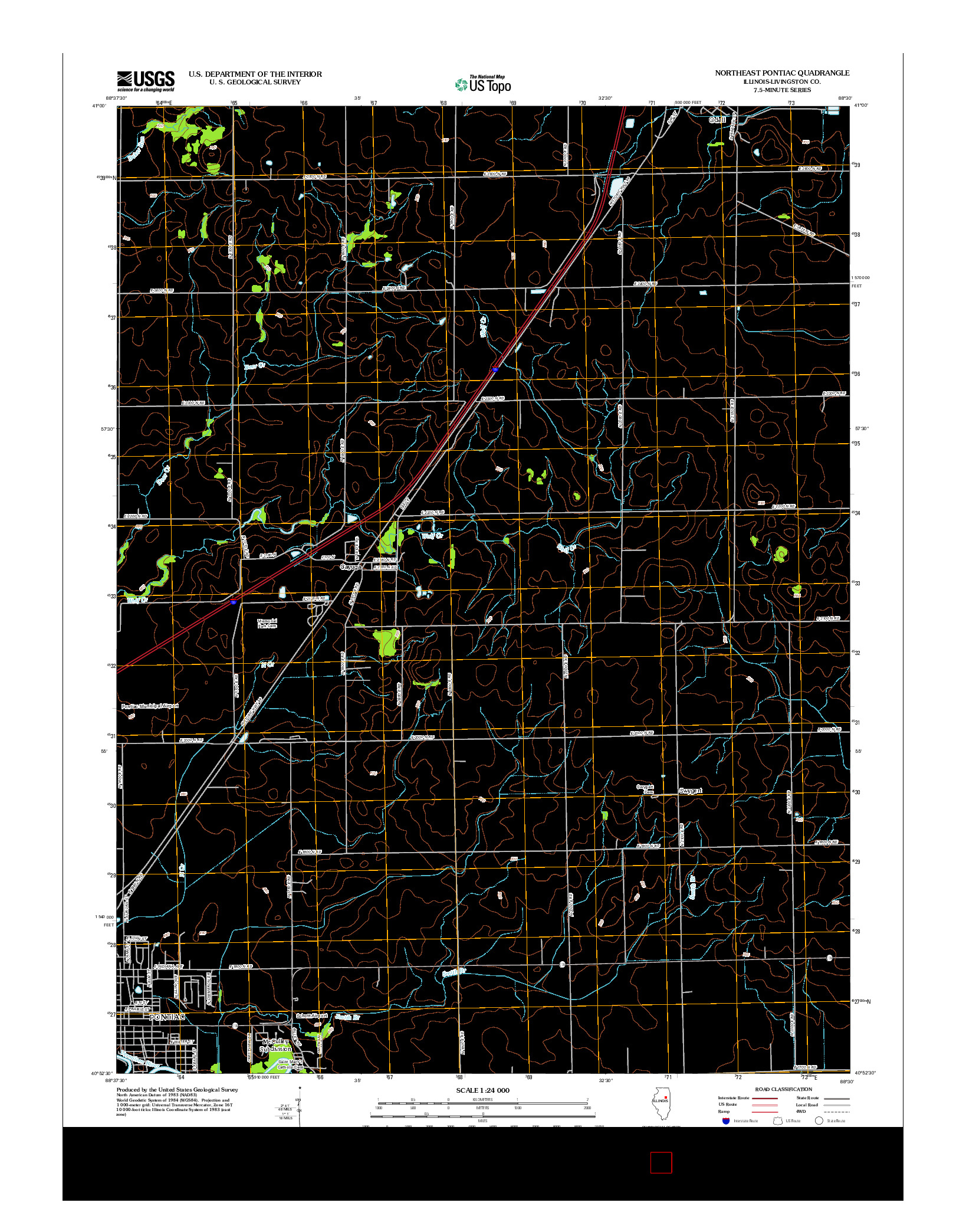 USGS US TOPO 7.5-MINUTE MAP FOR NORTHEAST PONTIAC, IL 2012