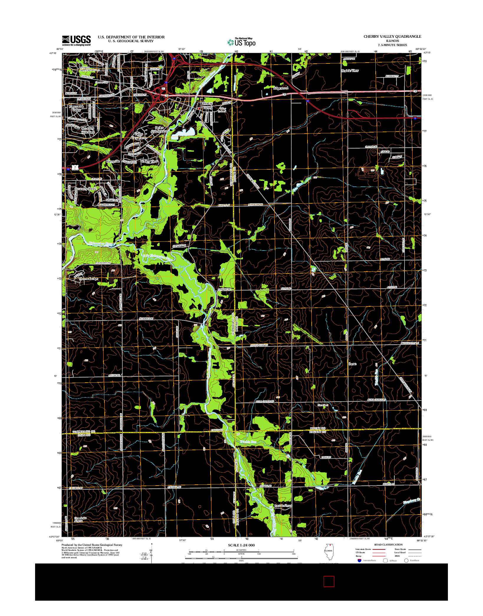 USGS US TOPO 7.5-MINUTE MAP FOR CHERRY VALLEY, IL 2012