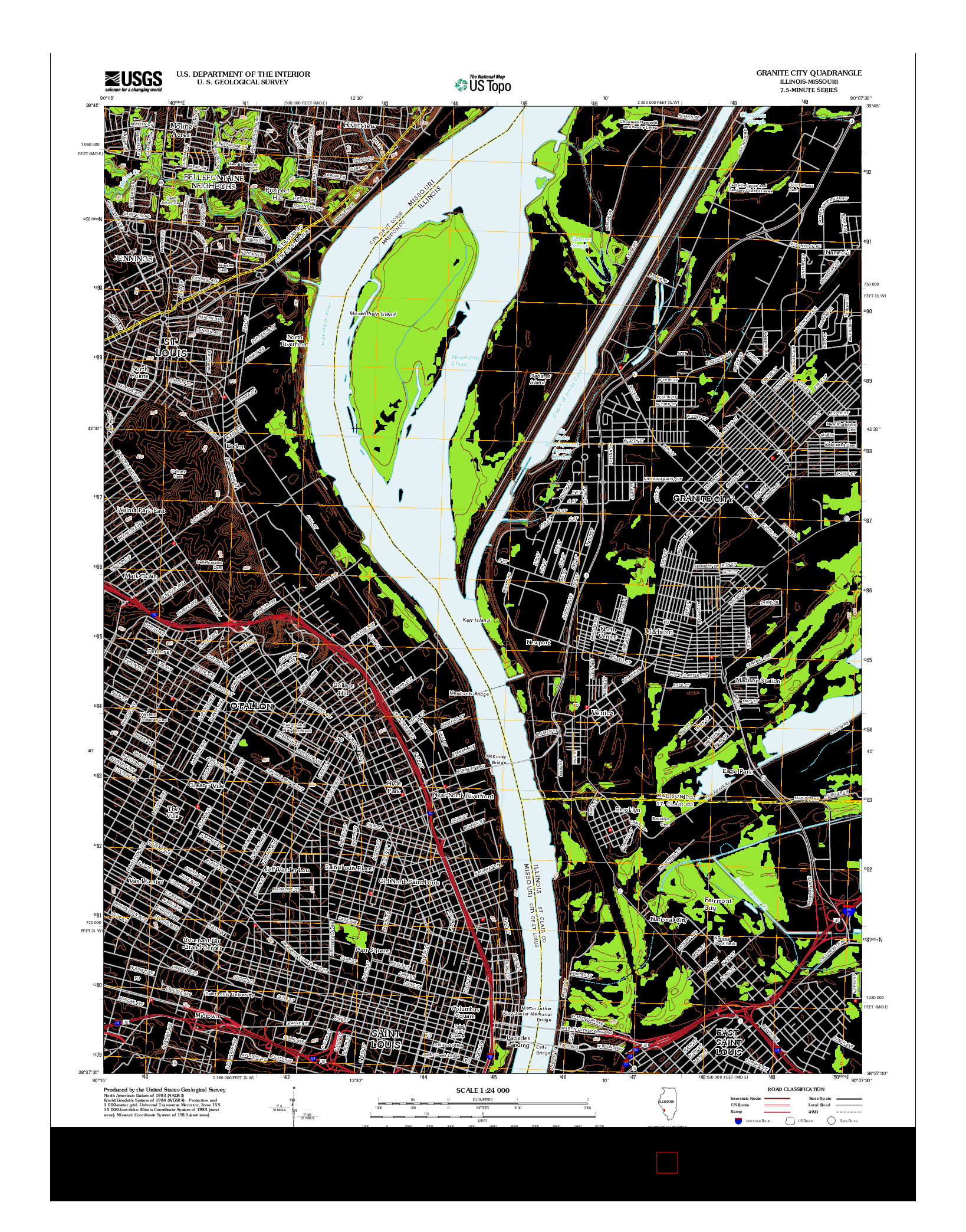 USGS US TOPO 7.5-MINUTE MAP FOR GRANITE CITY, IL-MO 2012