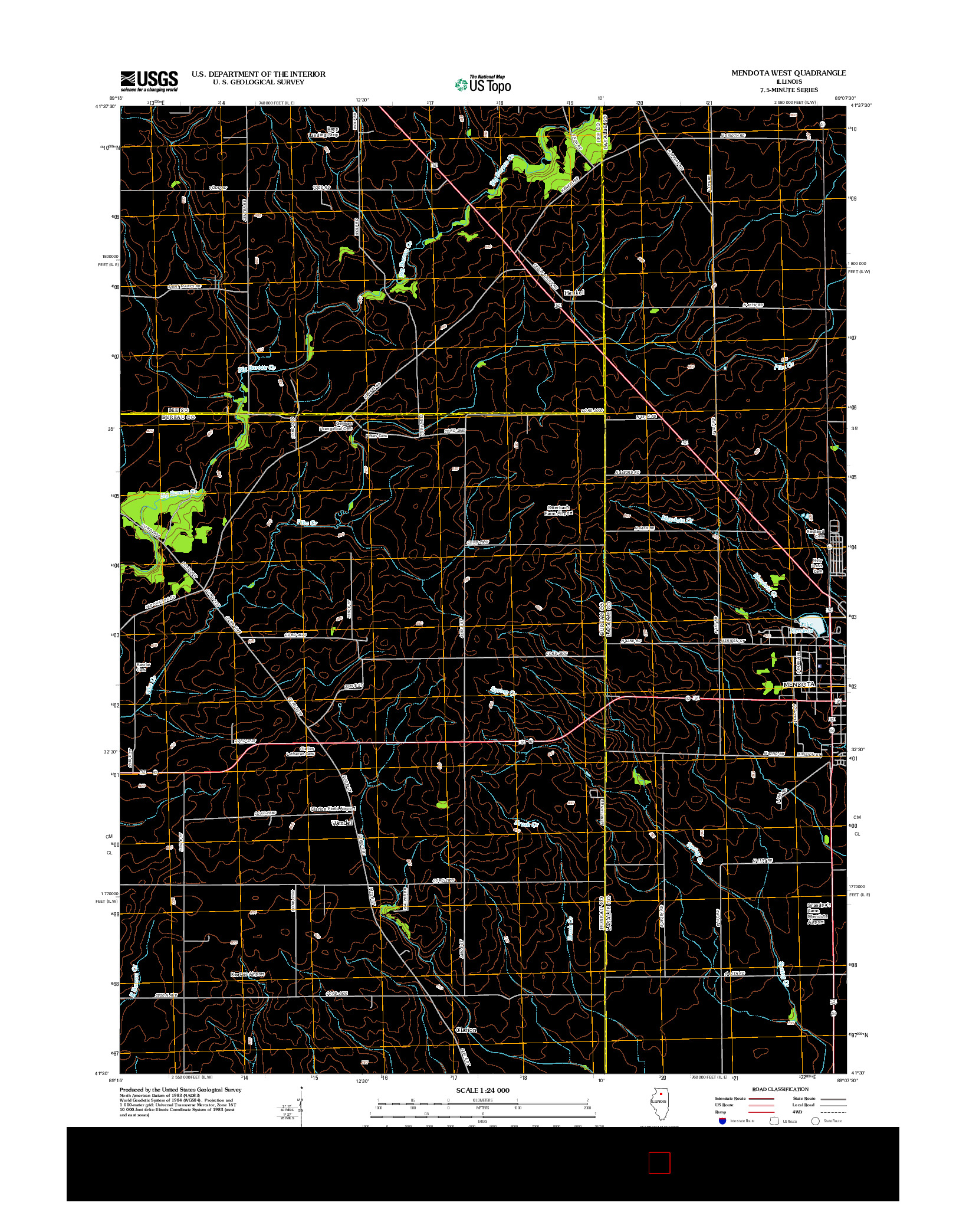 USGS US TOPO 7.5-MINUTE MAP FOR MENDOTA WEST, IL 2012
