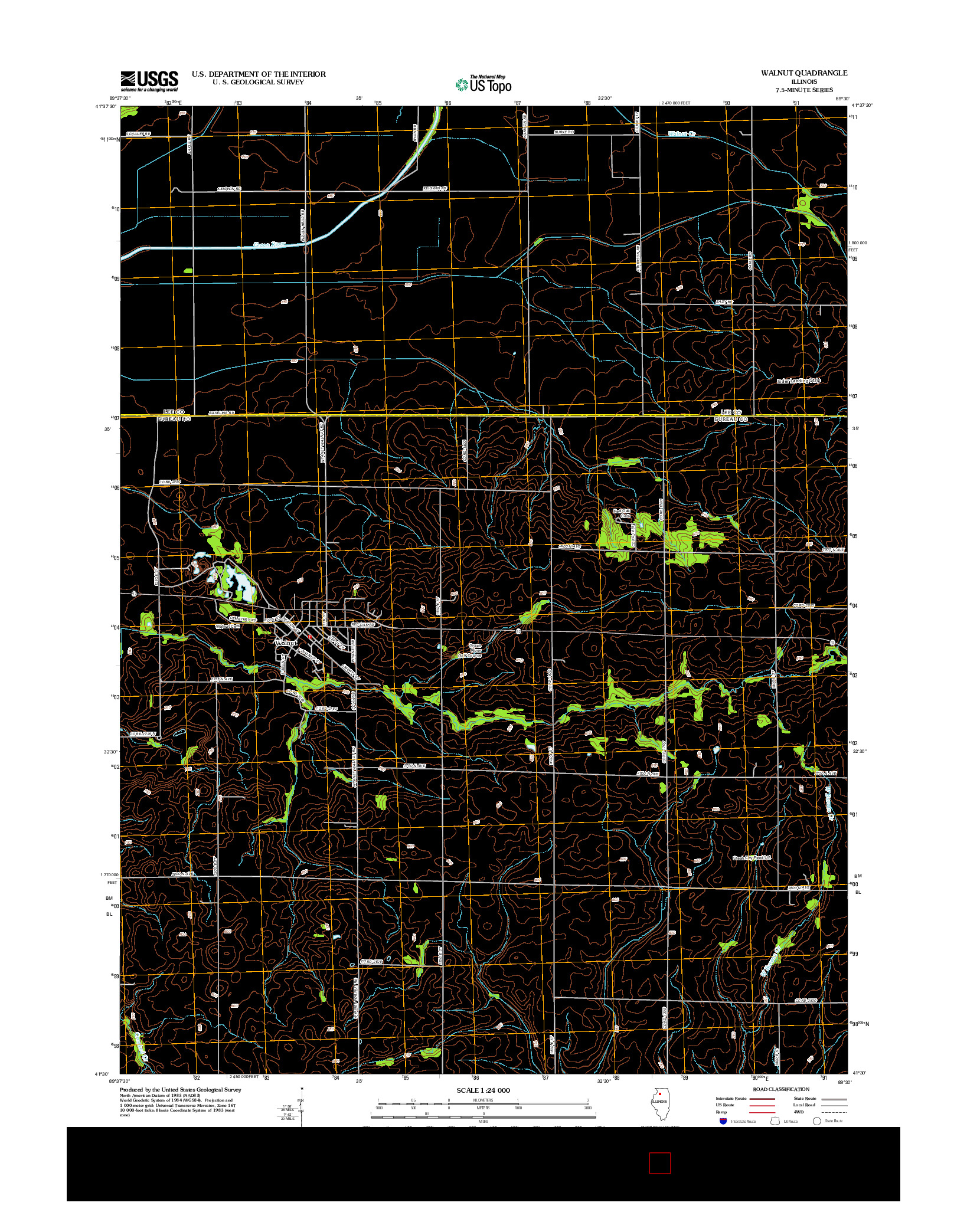 USGS US TOPO 7.5-MINUTE MAP FOR WALNUT, IL 2012