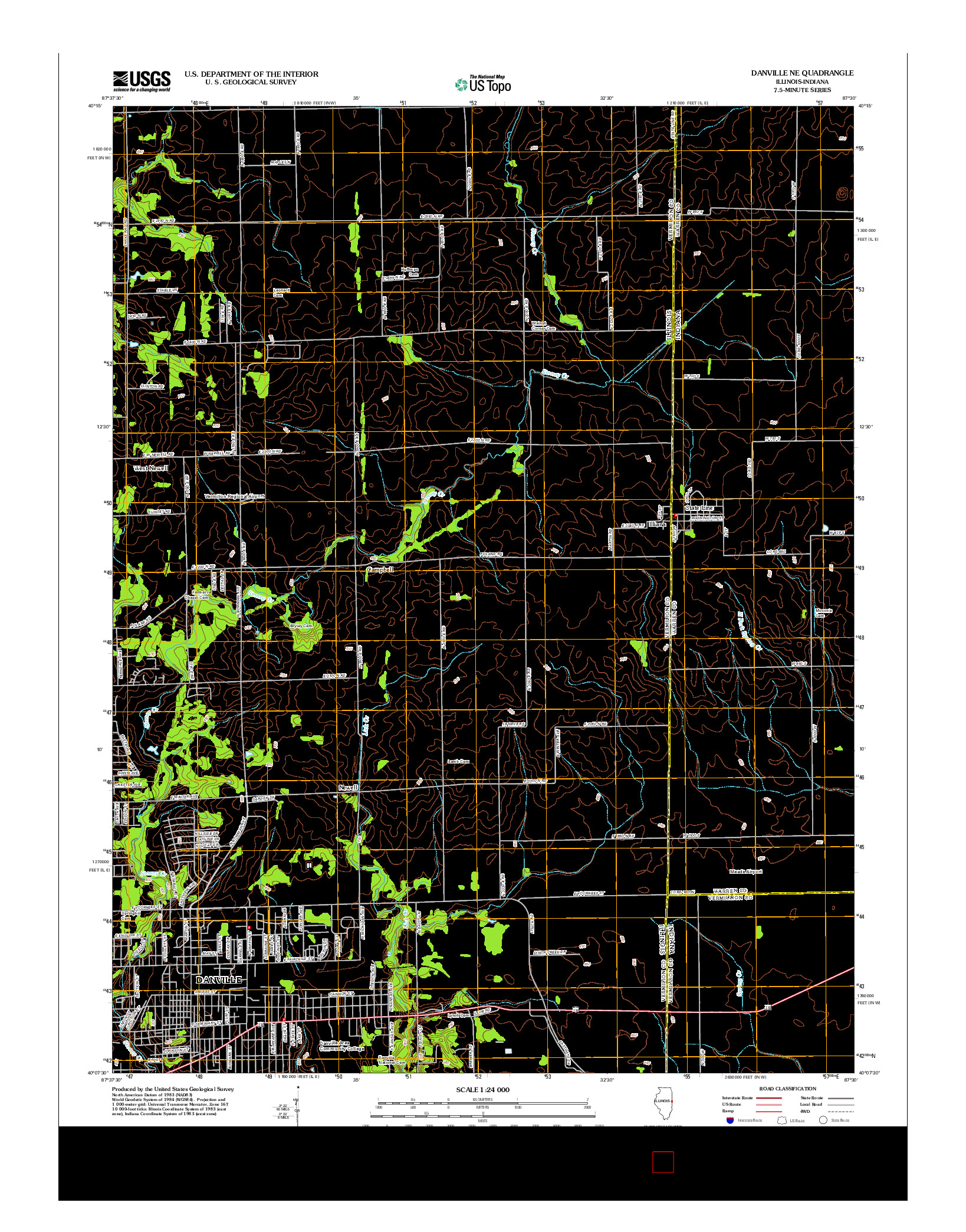 USGS US TOPO 7.5-MINUTE MAP FOR DANVILLE NE, IL-IN 2012
