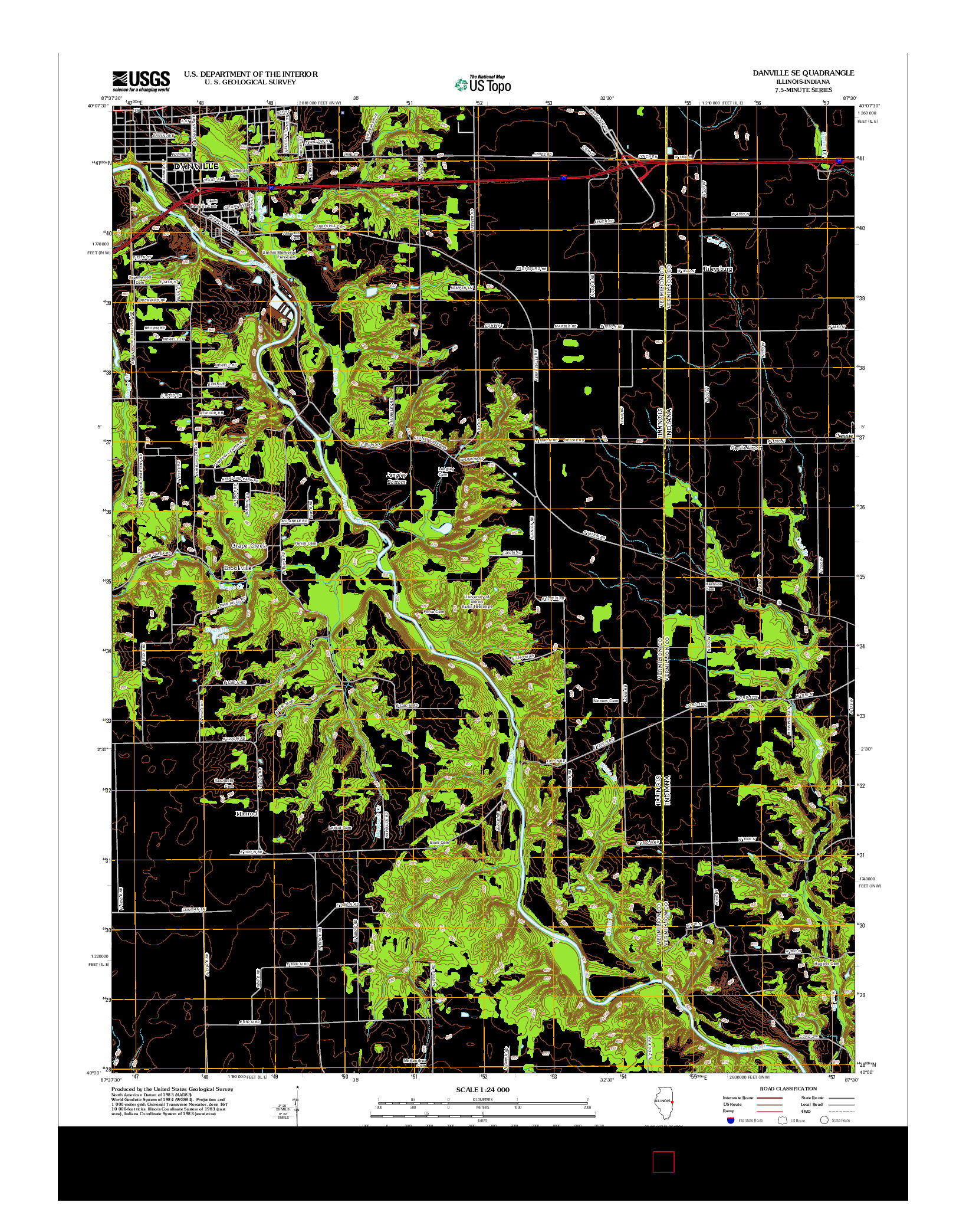 USGS US TOPO 7.5-MINUTE MAP FOR DANVILLE SE, IL-IN 2012