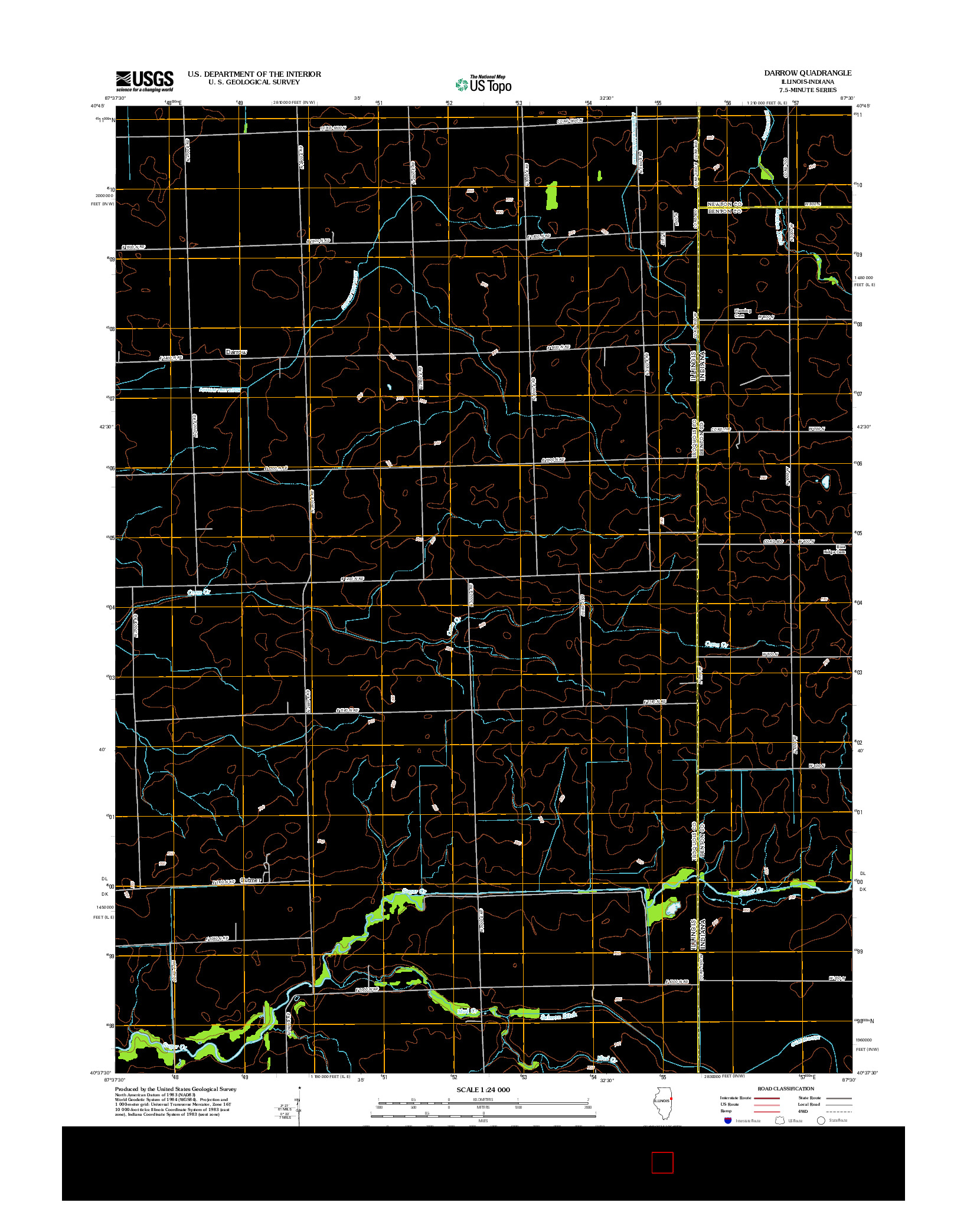 USGS US TOPO 7.5-MINUTE MAP FOR DARROW, IL-IN 2012