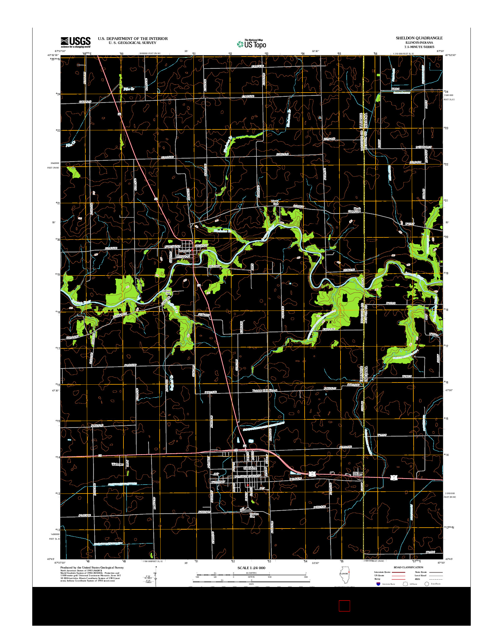 USGS US TOPO 7.5-MINUTE MAP FOR SHELDON, IL-IN 2012