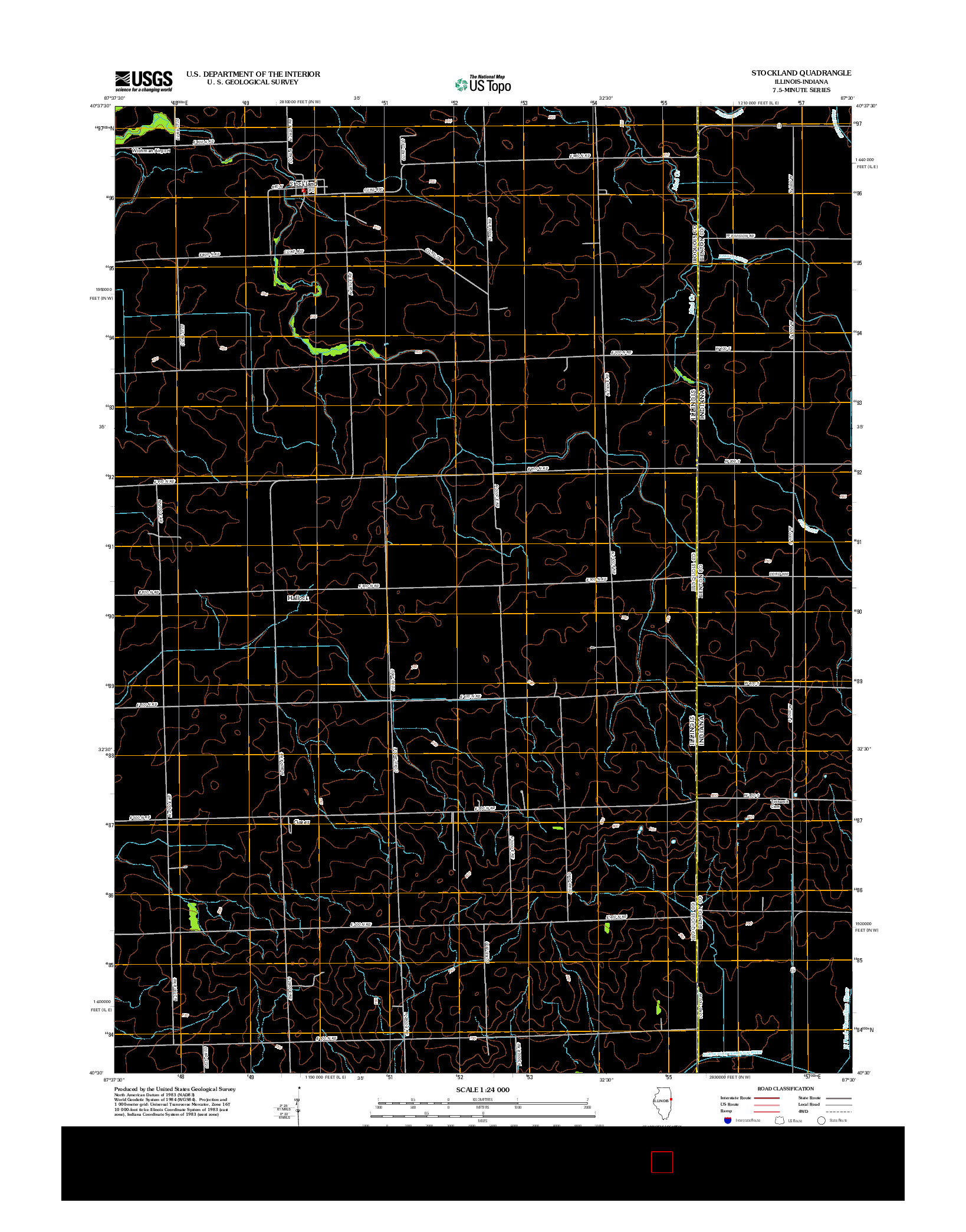 USGS US TOPO 7.5-MINUTE MAP FOR STOCKLAND, IL-IN 2012