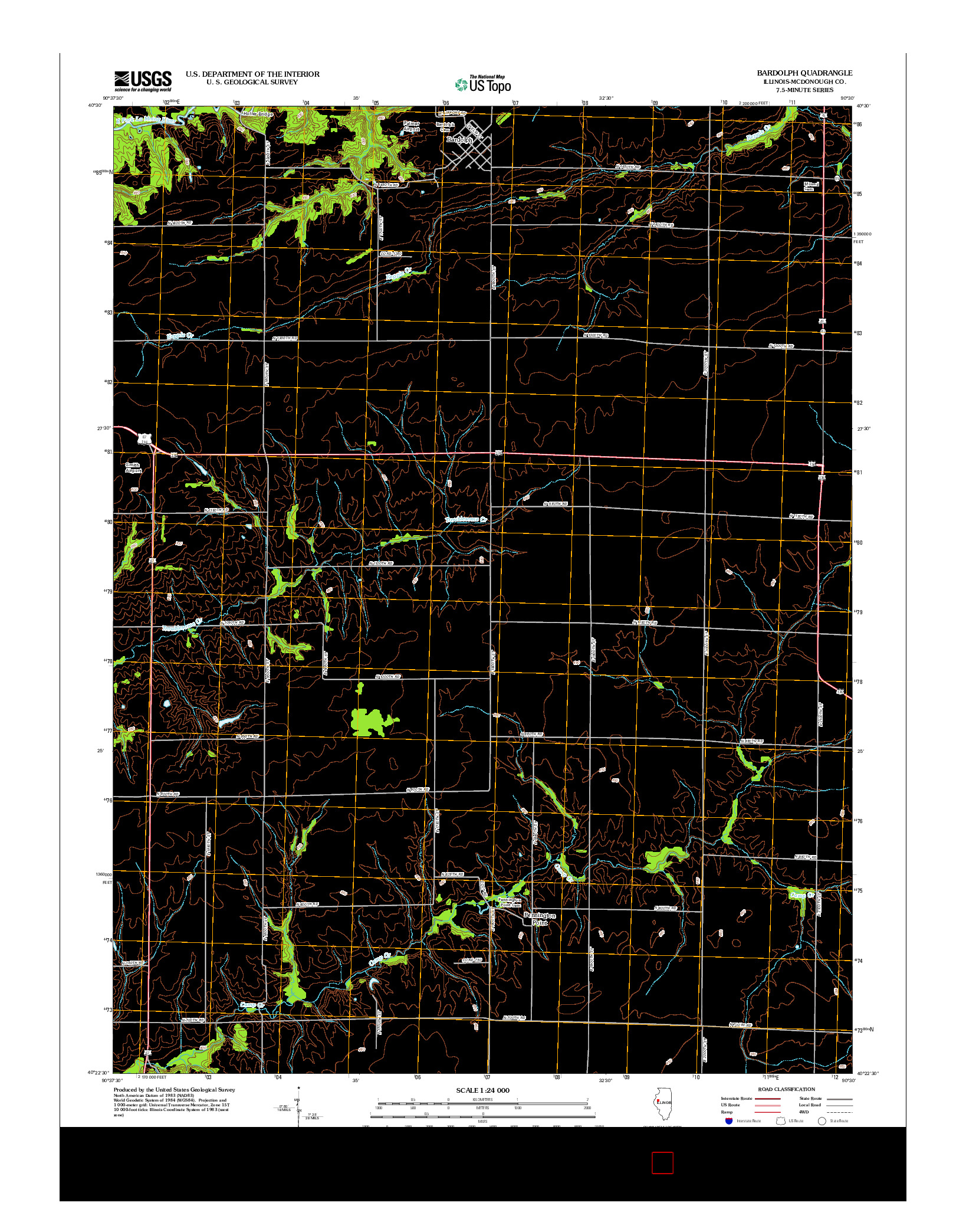 USGS US TOPO 7.5-MINUTE MAP FOR BARDOLPH, IL 2012