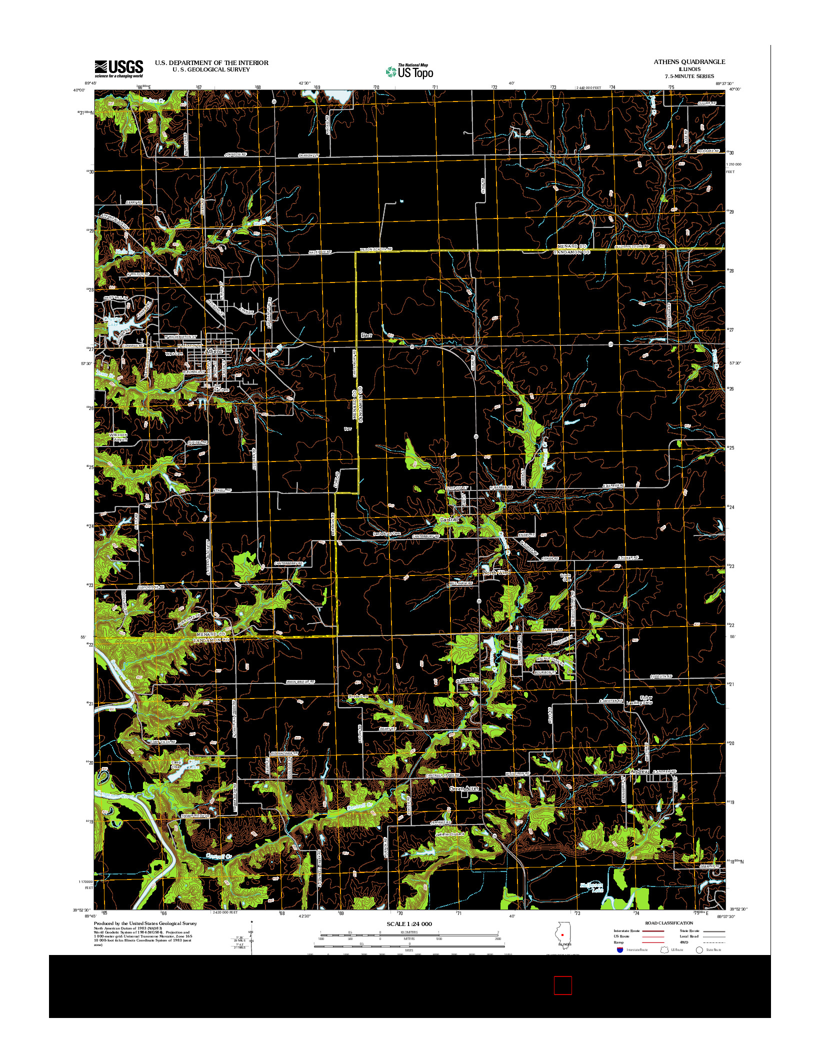 USGS US TOPO 7.5-MINUTE MAP FOR ATHENS, IL 2012