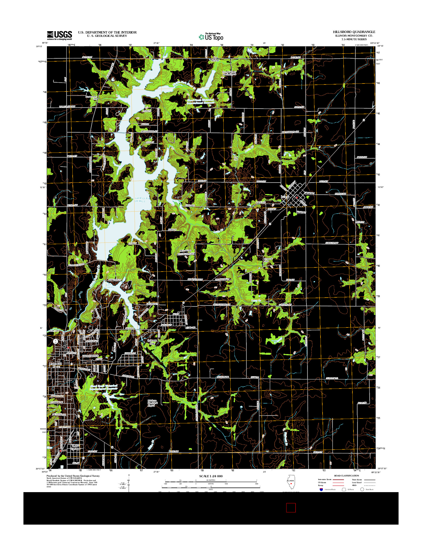 USGS US TOPO 7.5-MINUTE MAP FOR HILLSBORO, IL 2012