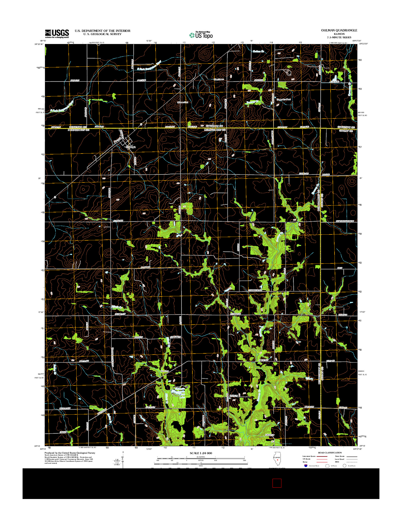 USGS US TOPO 7.5-MINUTE MAP FOR OHLMAN, IL 2012