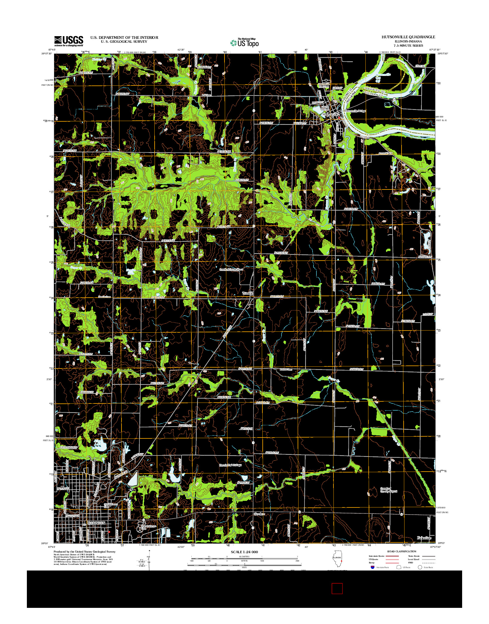 USGS US TOPO 7.5-MINUTE MAP FOR HUTSONVILLE, IL-IN 2012