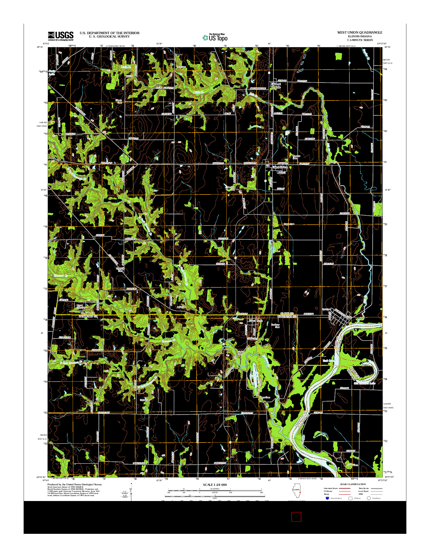 USGS US TOPO 7.5-MINUTE MAP FOR WEST UNION, IL-IN 2012