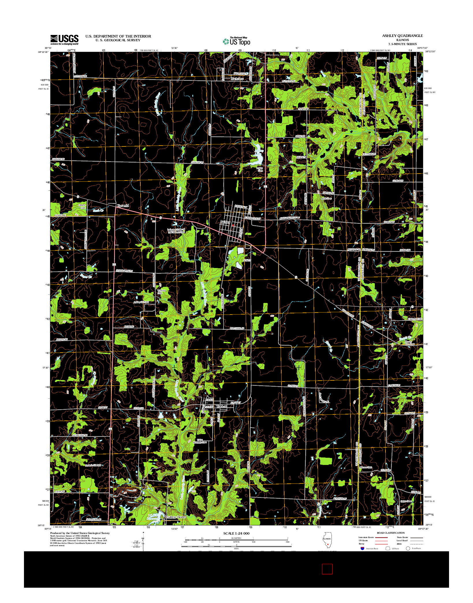 USGS US TOPO 7.5-MINUTE MAP FOR ASHLEY, IL 2012