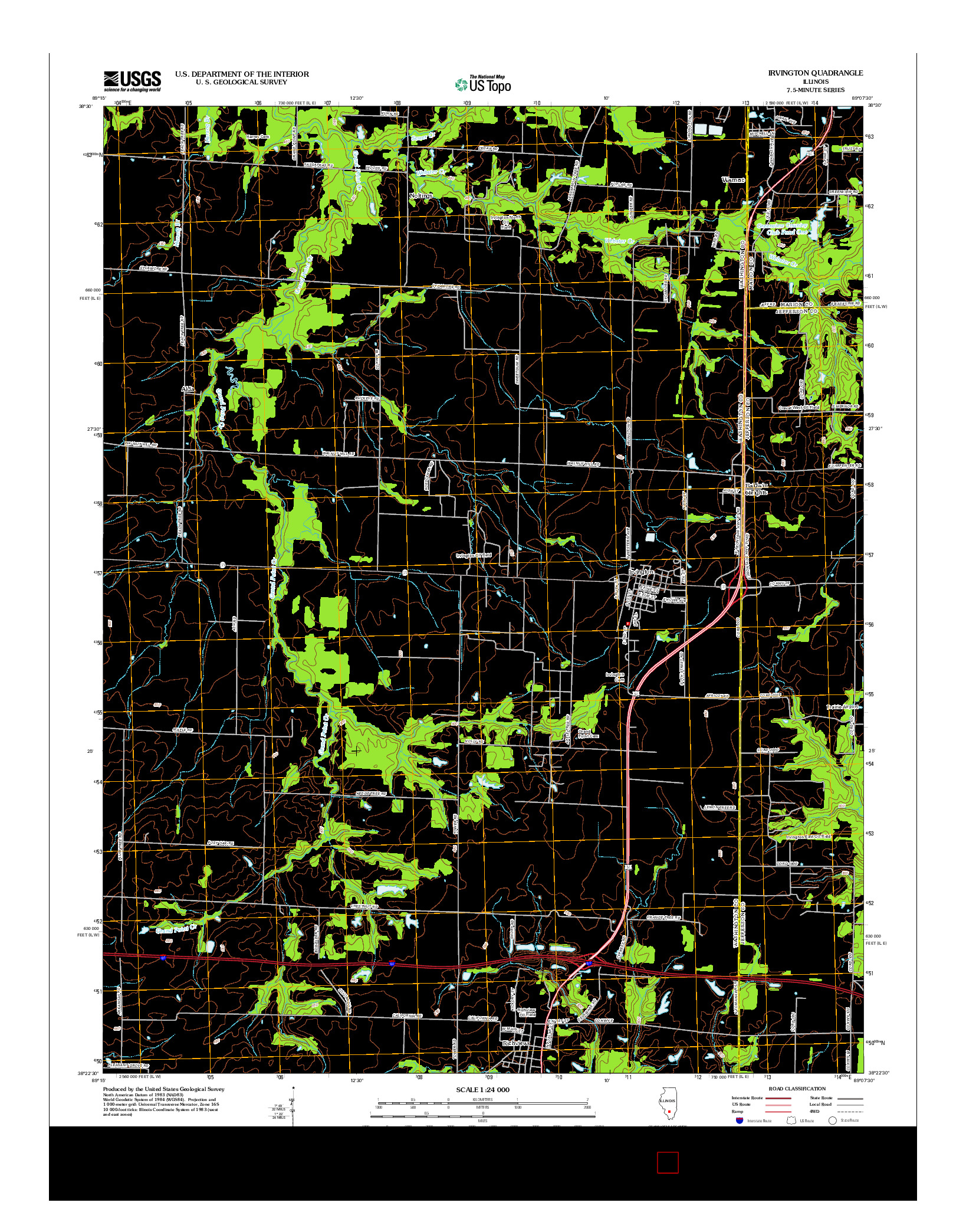 USGS US TOPO 7.5-MINUTE MAP FOR IRVINGTON, IL 2012