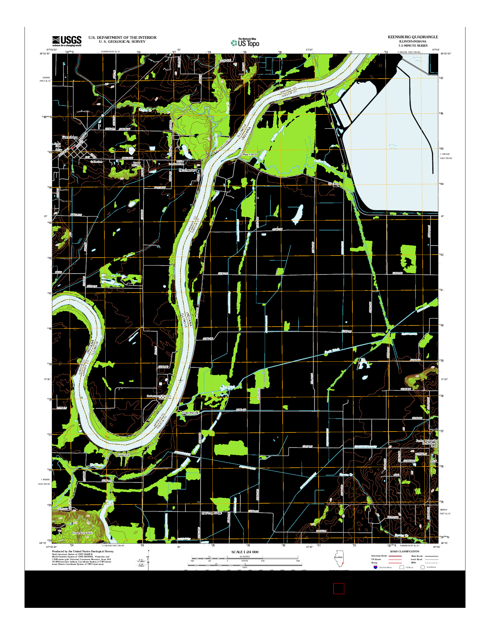 USGS US TOPO 7.5-MINUTE MAP FOR KEENSBURG, IL-IN 2012