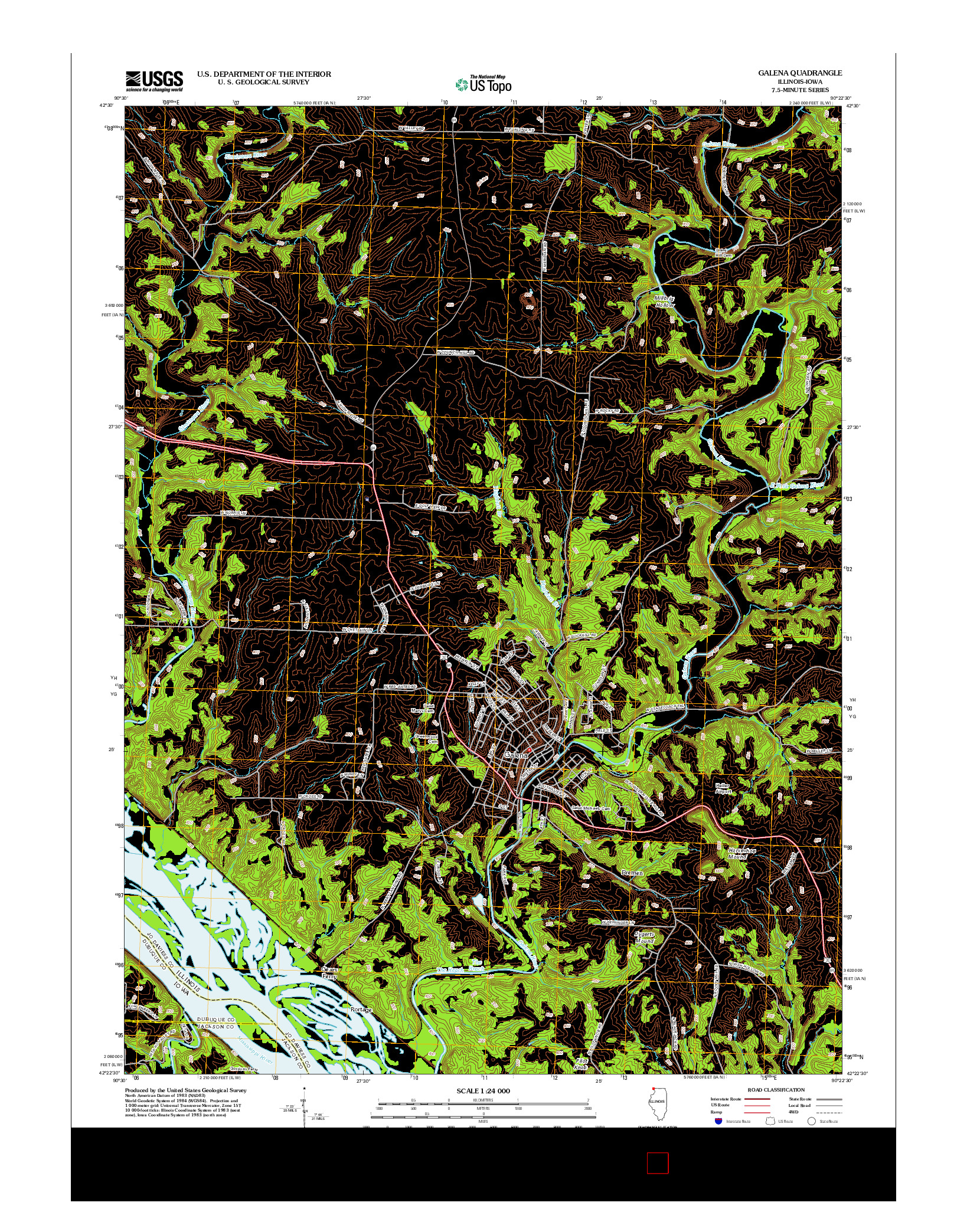 USGS US TOPO 7.5-MINUTE MAP FOR GALENA, IL-IA 2012