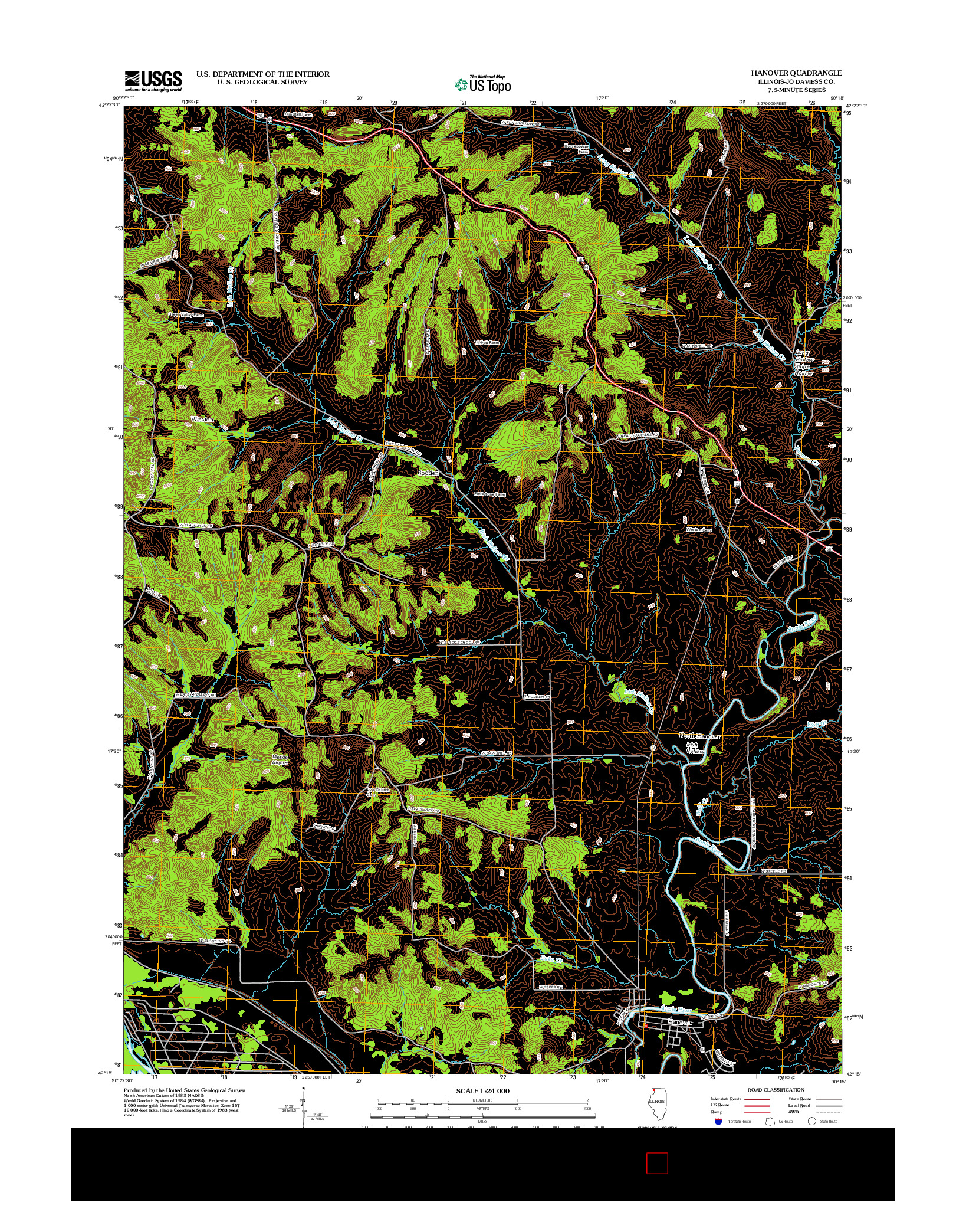 USGS US TOPO 7.5-MINUTE MAP FOR HANOVER, IL 2012