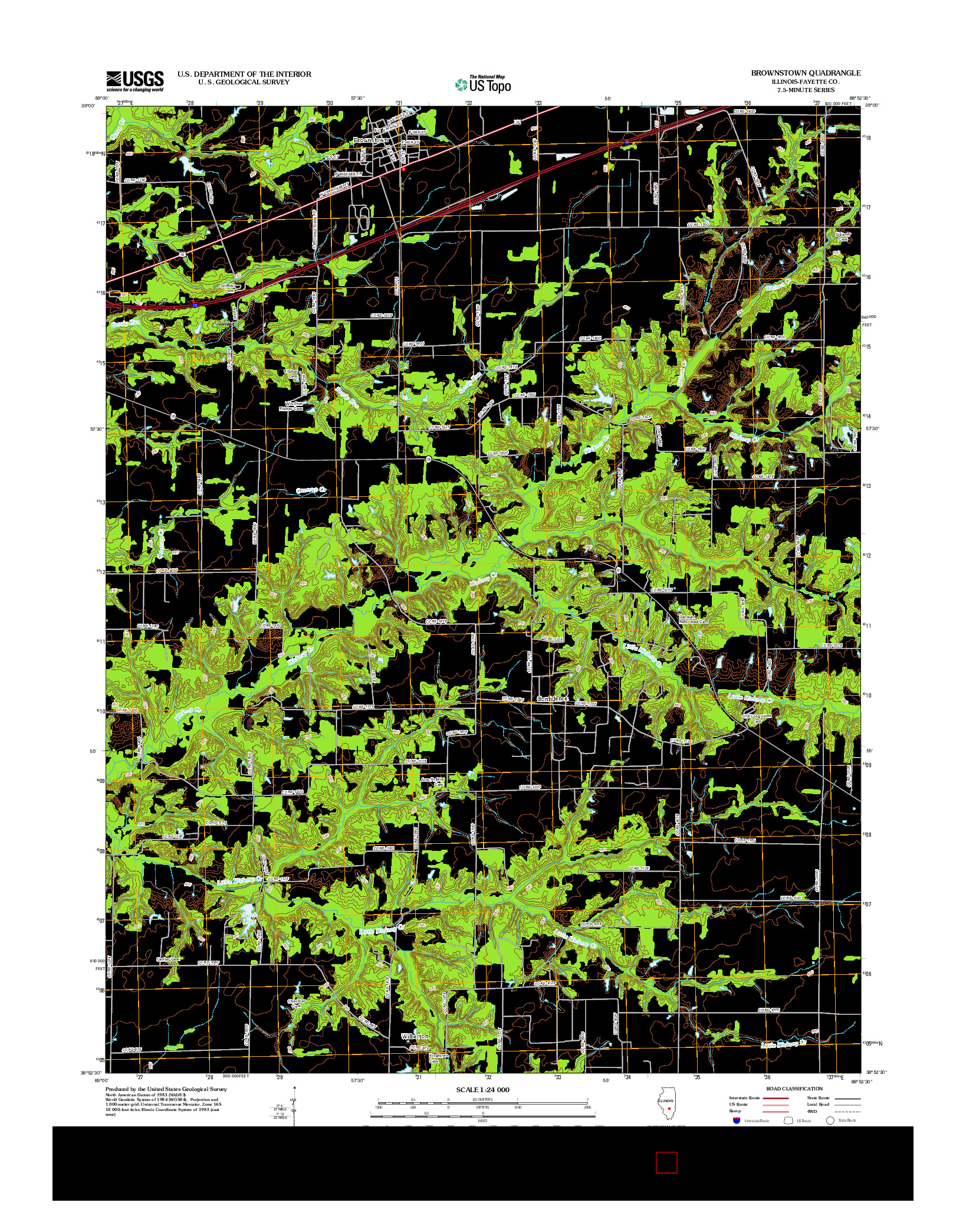 USGS US TOPO 7.5-MINUTE MAP FOR BROWNSTOWN, IL 2012