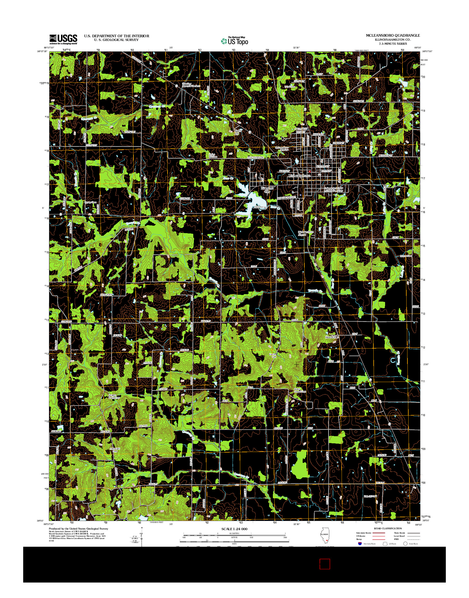 USGS US TOPO 7.5-MINUTE MAP FOR MCLEANSBORO, IL 2012