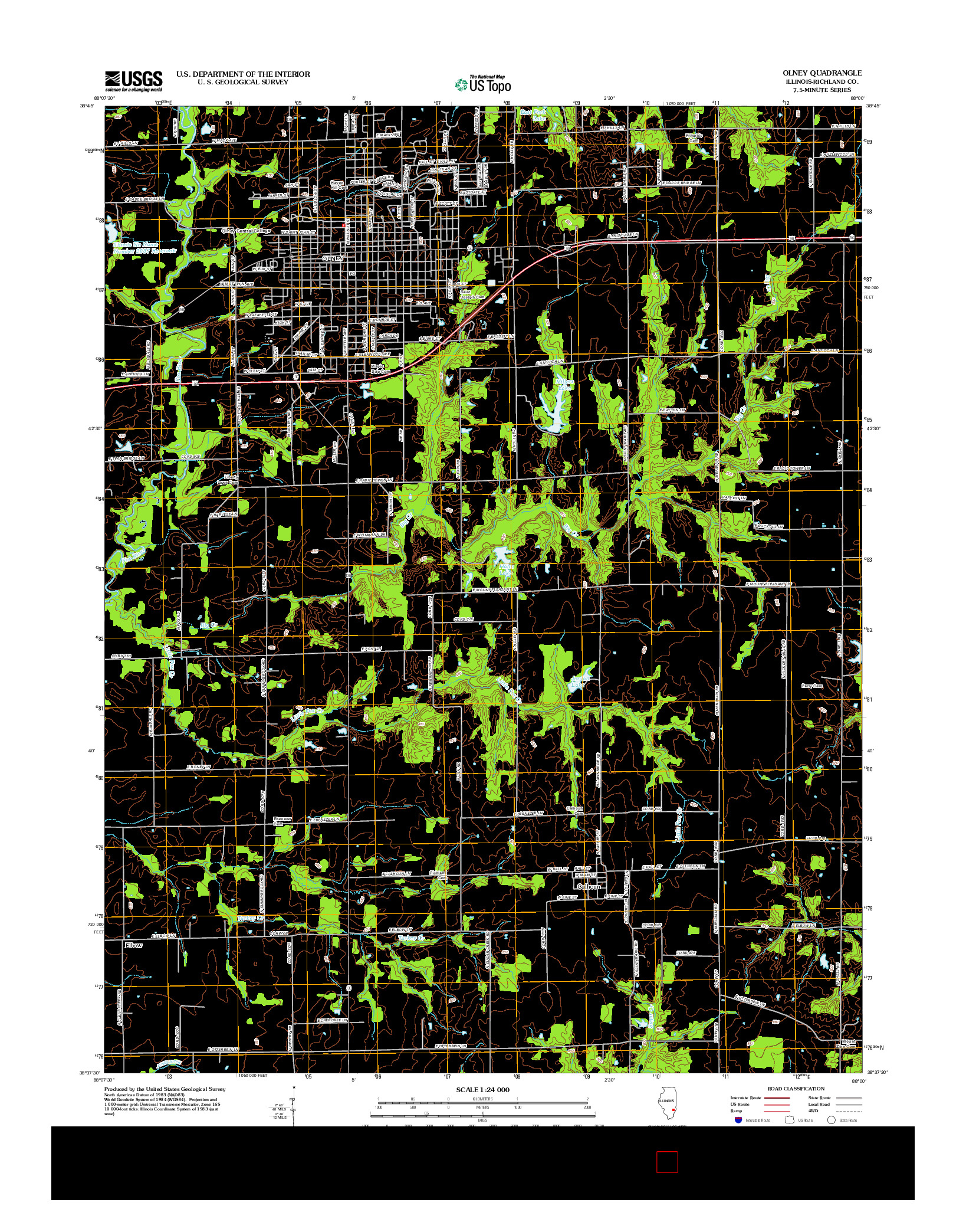 USGS US TOPO 7.5-MINUTE MAP FOR OLNEY, IL 2012