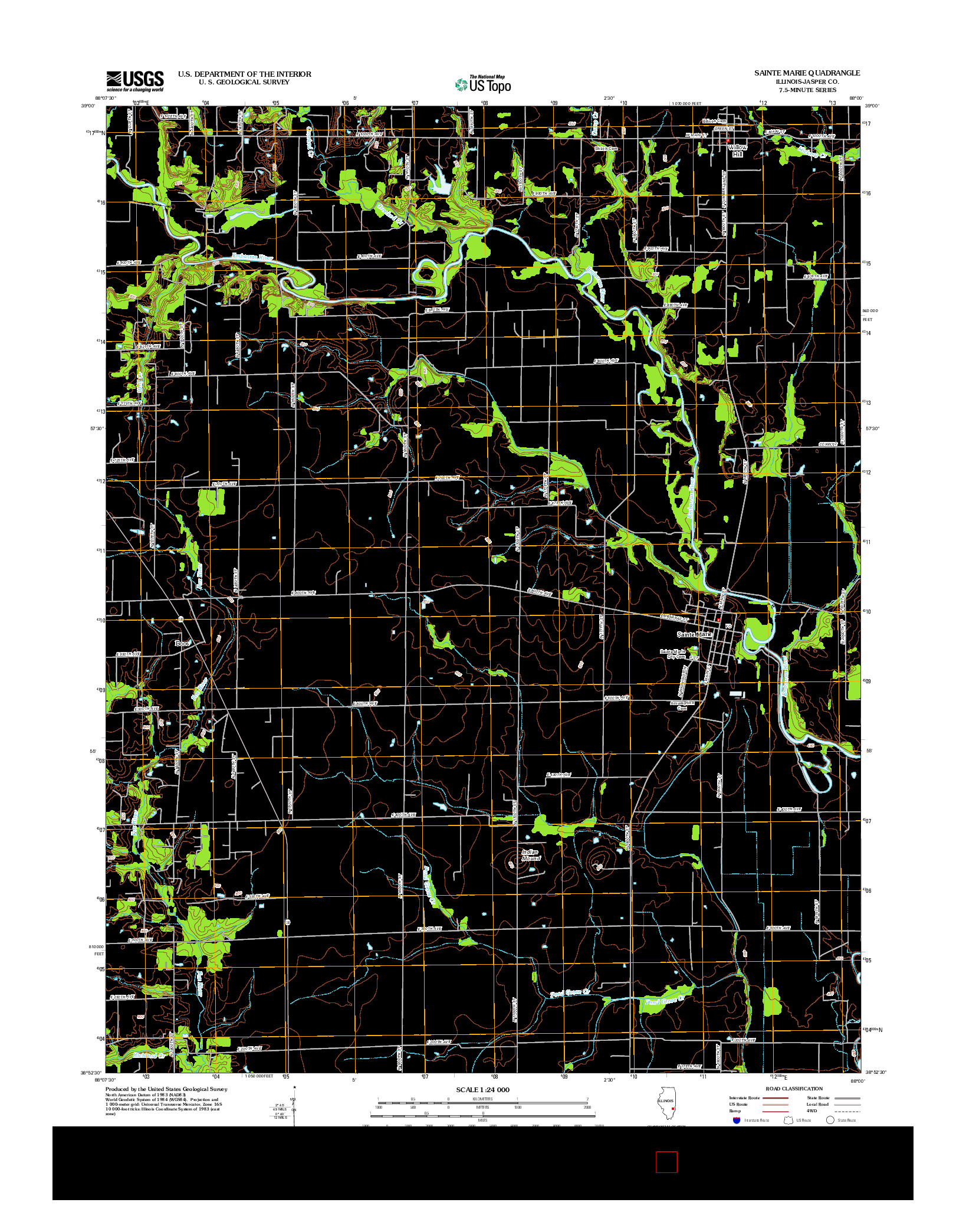 USGS US TOPO 7.5-MINUTE MAP FOR SAINTE MARIE, IL 2012