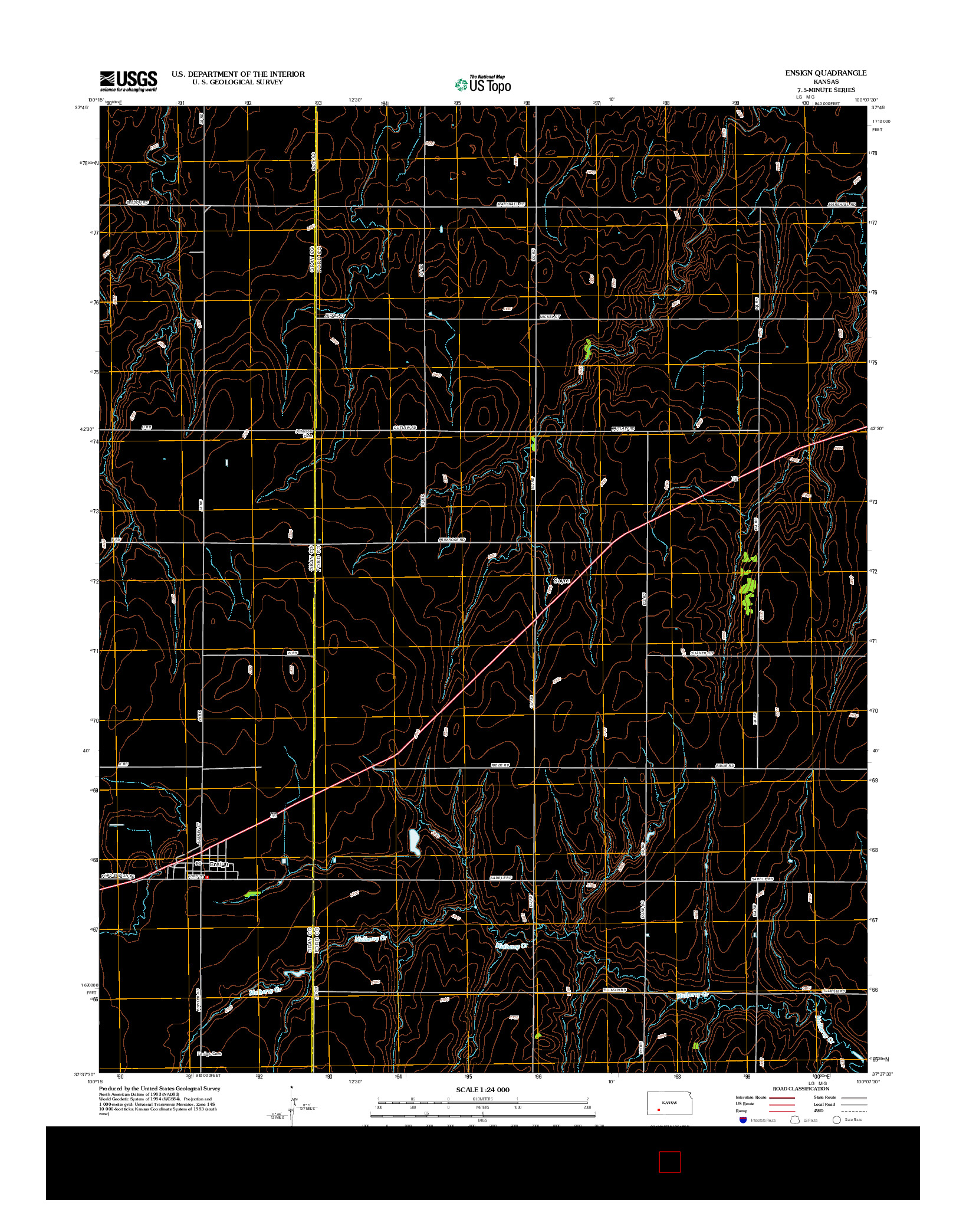 USGS US TOPO 7.5-MINUTE MAP FOR ENSIGN, KS 2012