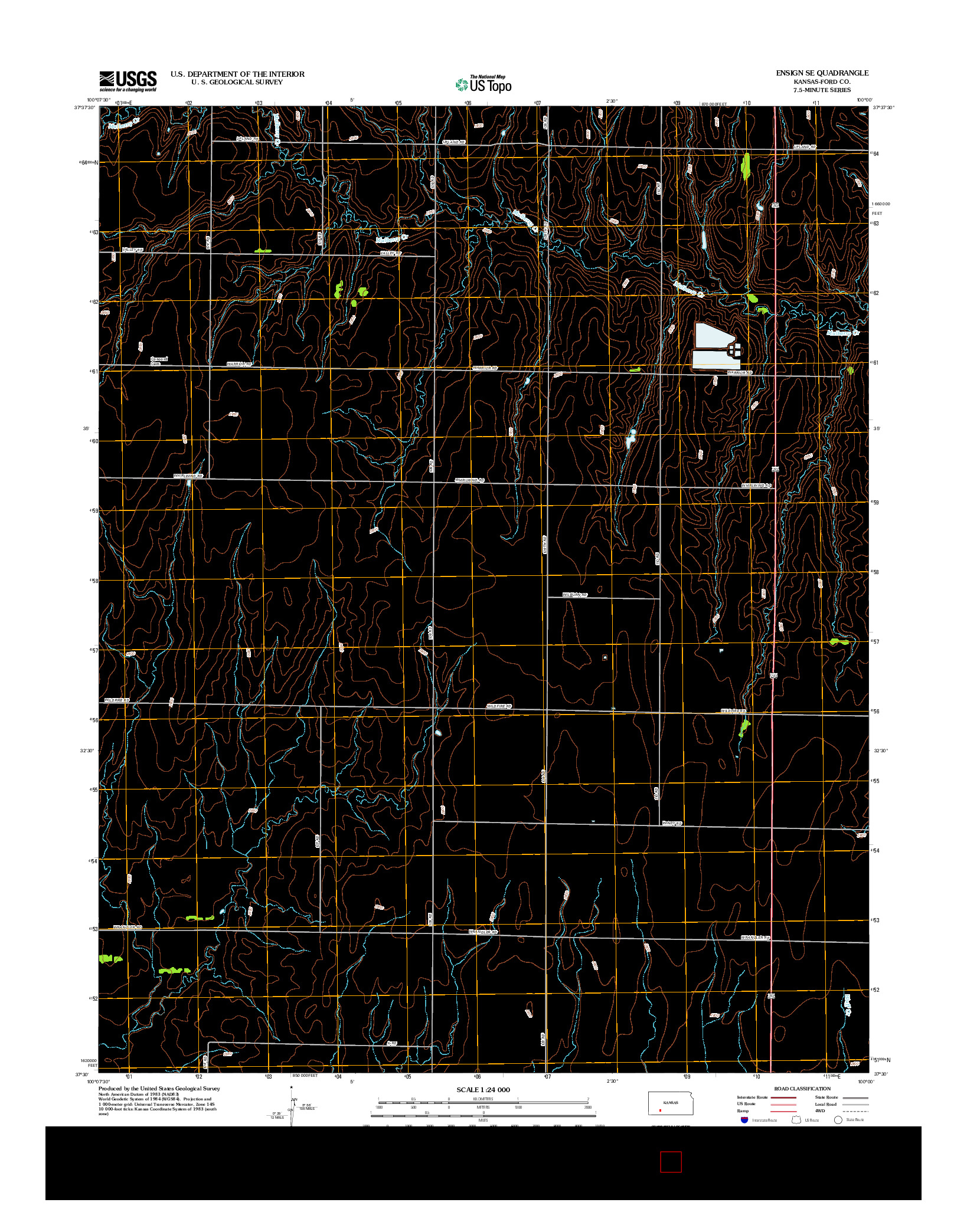 USGS US TOPO 7.5-MINUTE MAP FOR ENSIGN SE, KS 2012