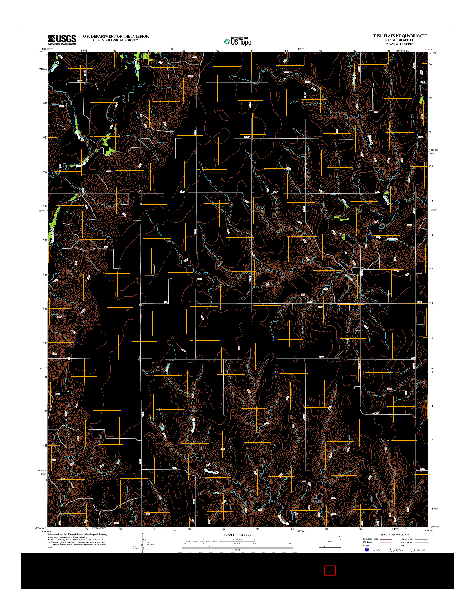 USGS US TOPO 7.5-MINUTE MAP FOR IRISH FLATS NE, KS 2012