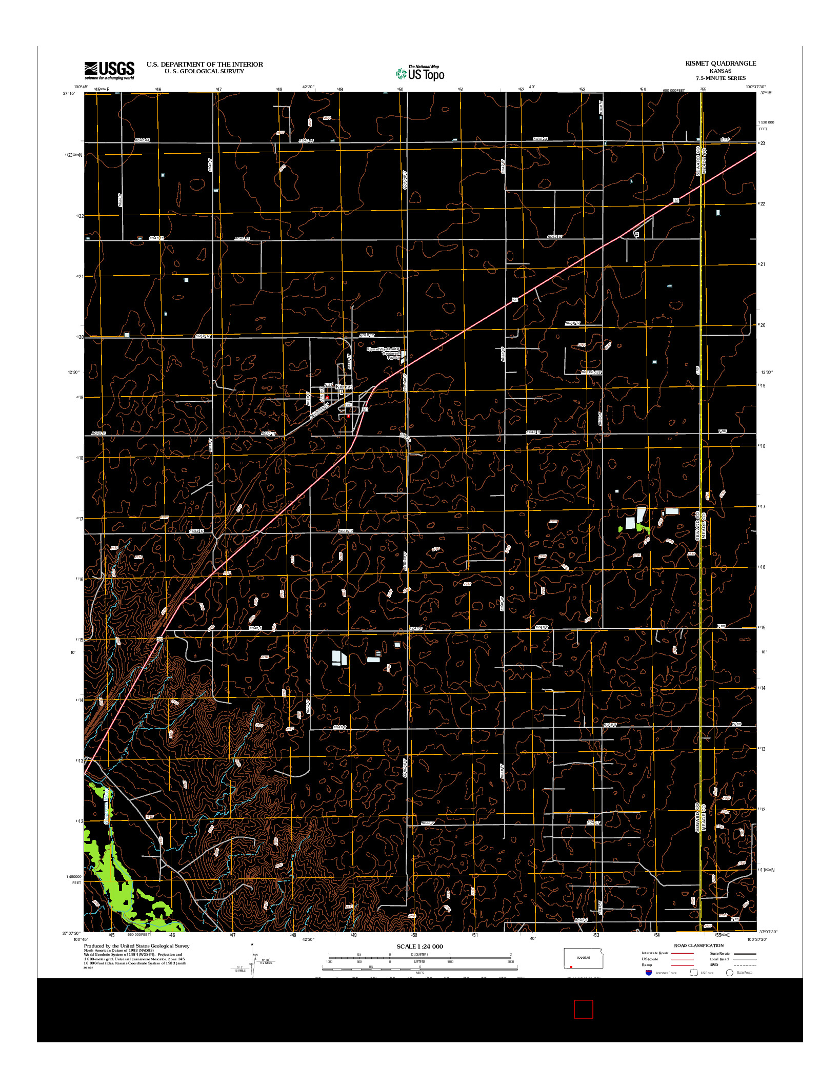 USGS US TOPO 7.5-MINUTE MAP FOR KISMET, KS 2012
